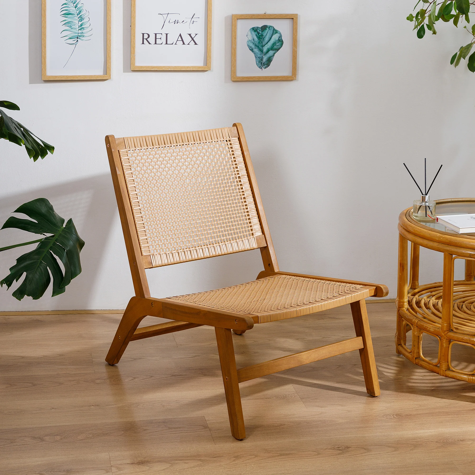 AGUILARES - Fauteuil intérieur extérieur en acacia massif et rotin - Image 7