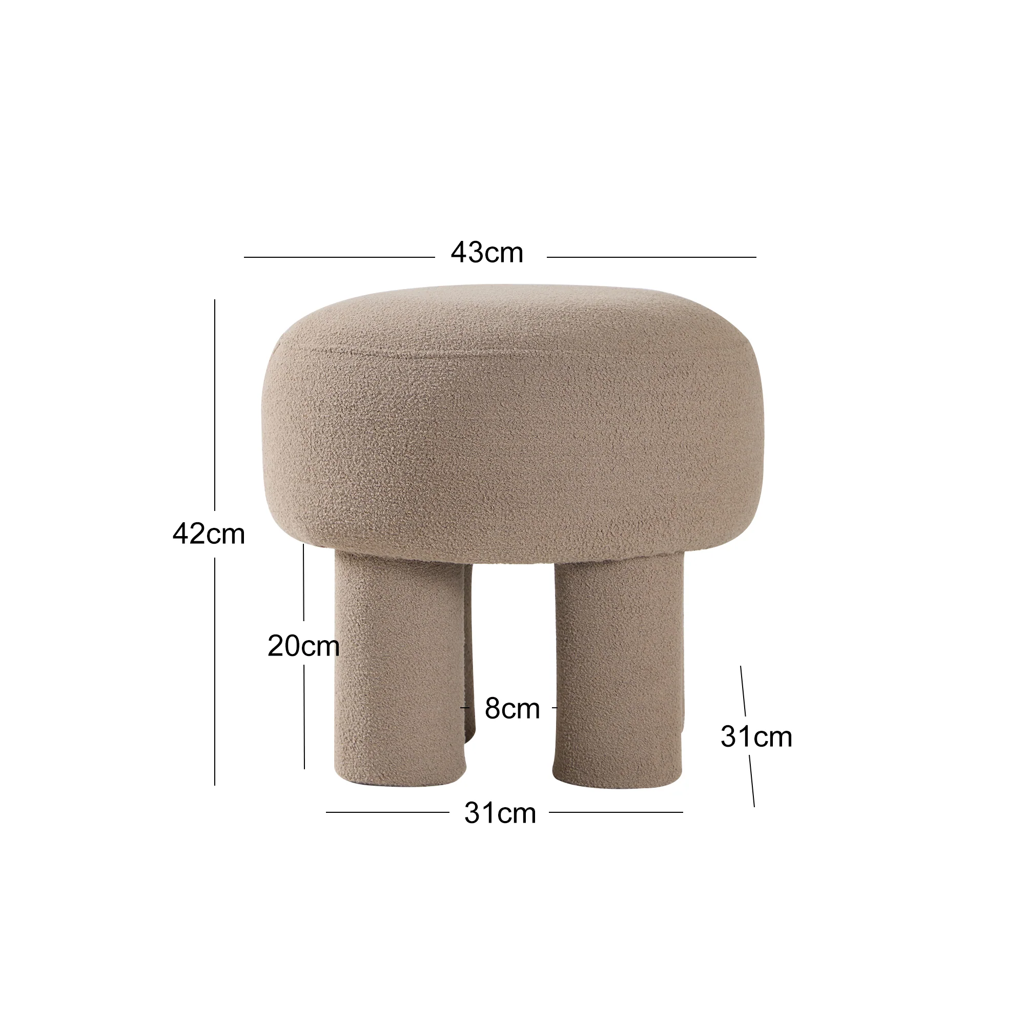 AHRUS - Pouf de salon scandinave en bouclette taupe - Image 4