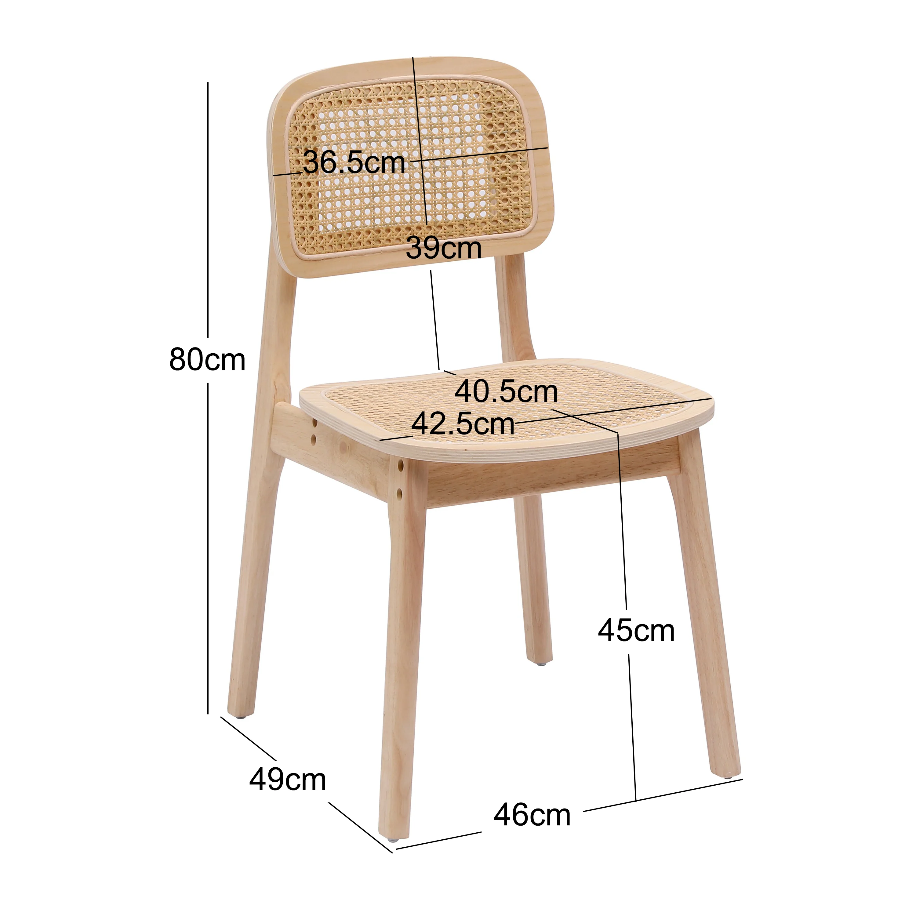 BAIA - Lot de 2 chaises en bois massif et rotin naturel - Image 4