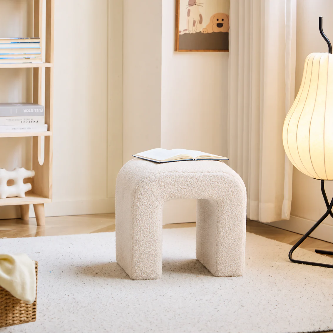 CEBU - Pouf en bouclettes blanches