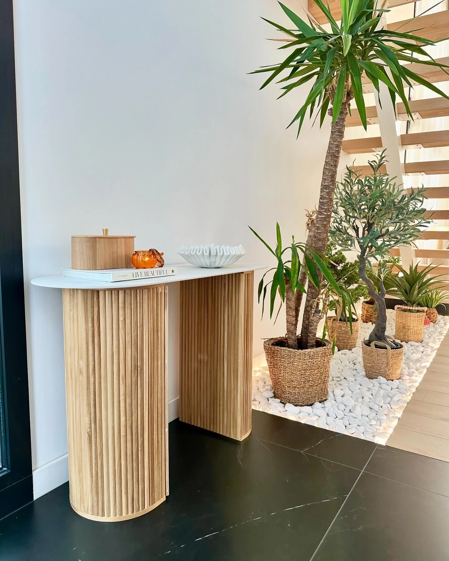 PIREUS - Console en bois et plateau effet marbre - Image 7