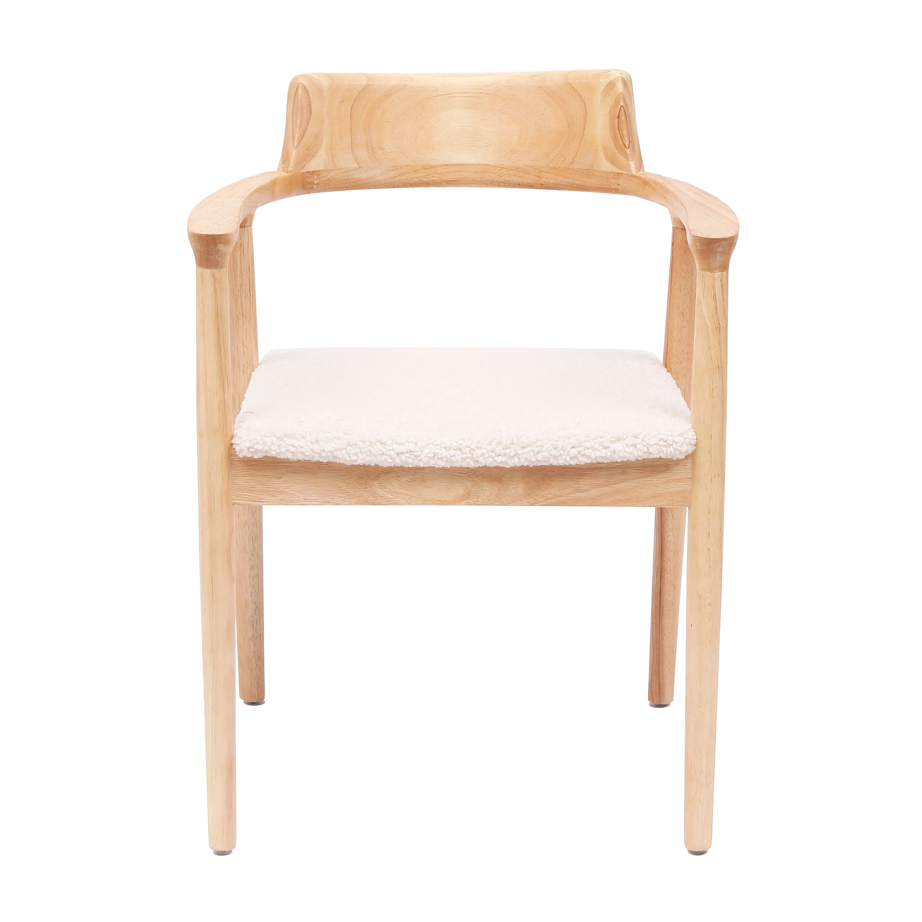 CORDOBA - Lot de 2 chaises en bois massif avec accoudoirs et bouclettes blanches - Image 6