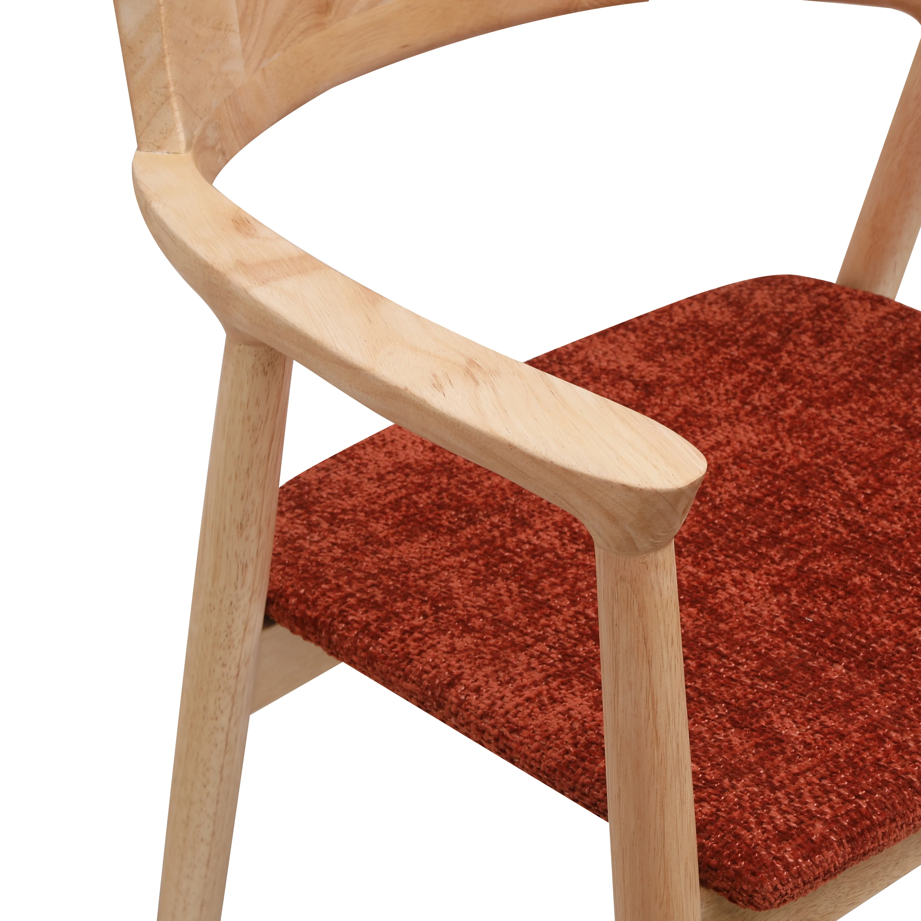 CORDOBA - Lot de 2 chaises en bois massif avec accoudoirs et bouclettes terracotta - Image 6