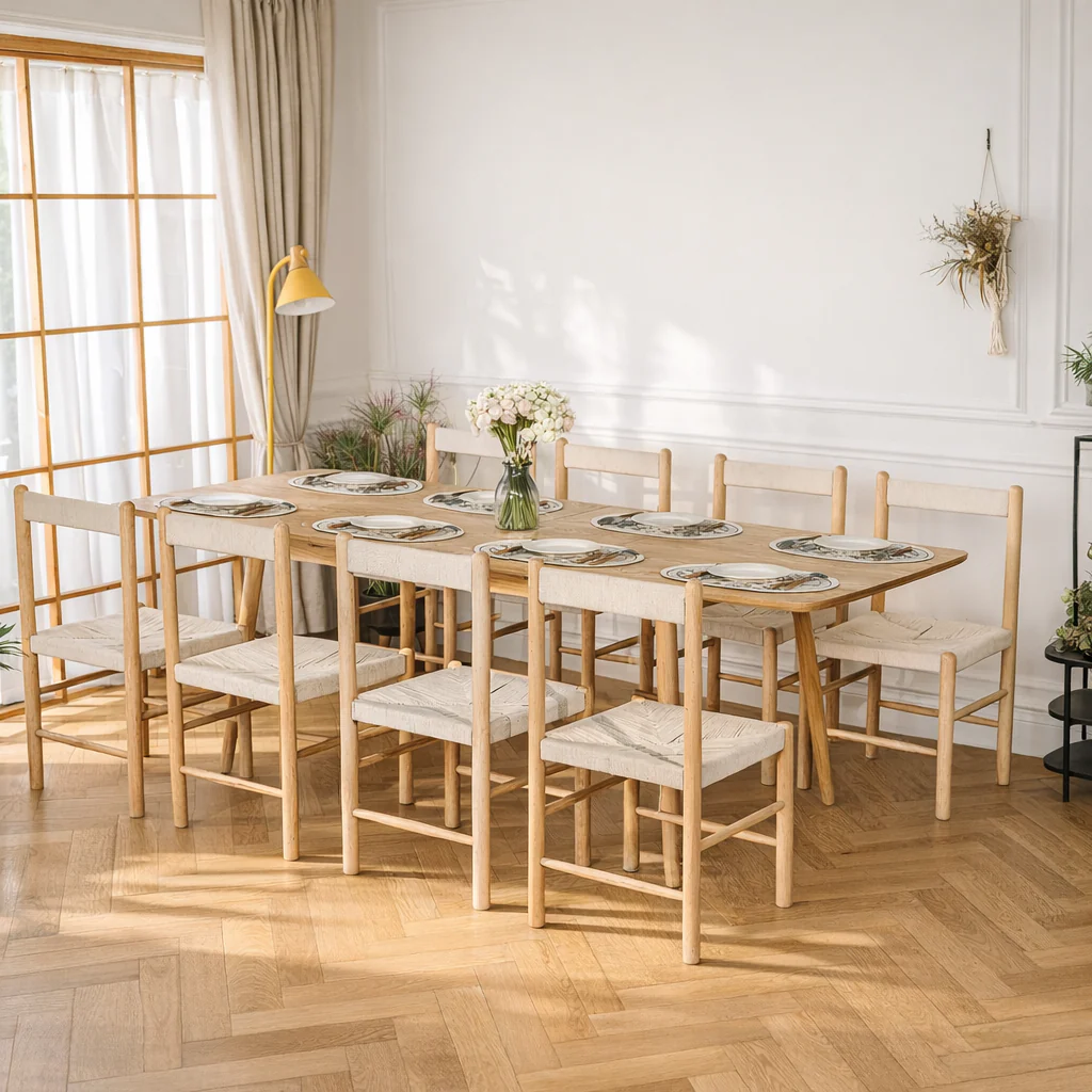CORTE - Table à manger 6-8 personnes extensible et rectangulaire en bois massif - Image 2