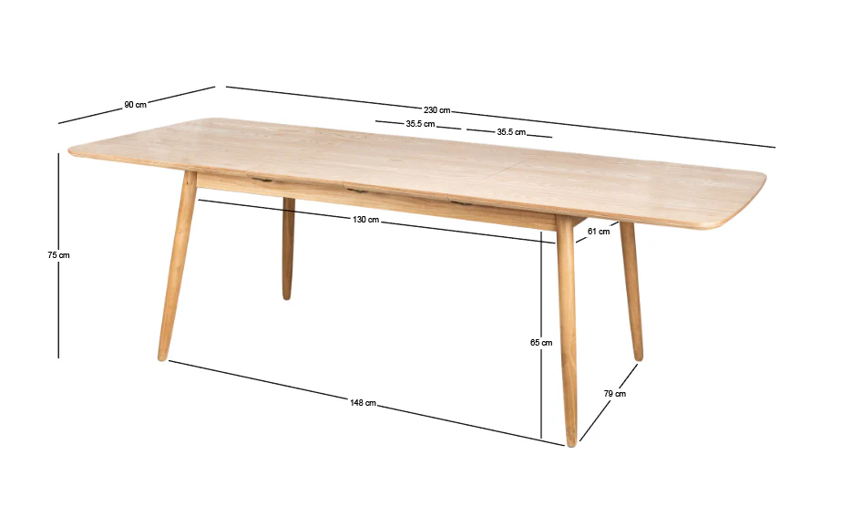 CORTE - Table à manger 6-8 personnes extensible et rectangulaire en bois massif - Image 5