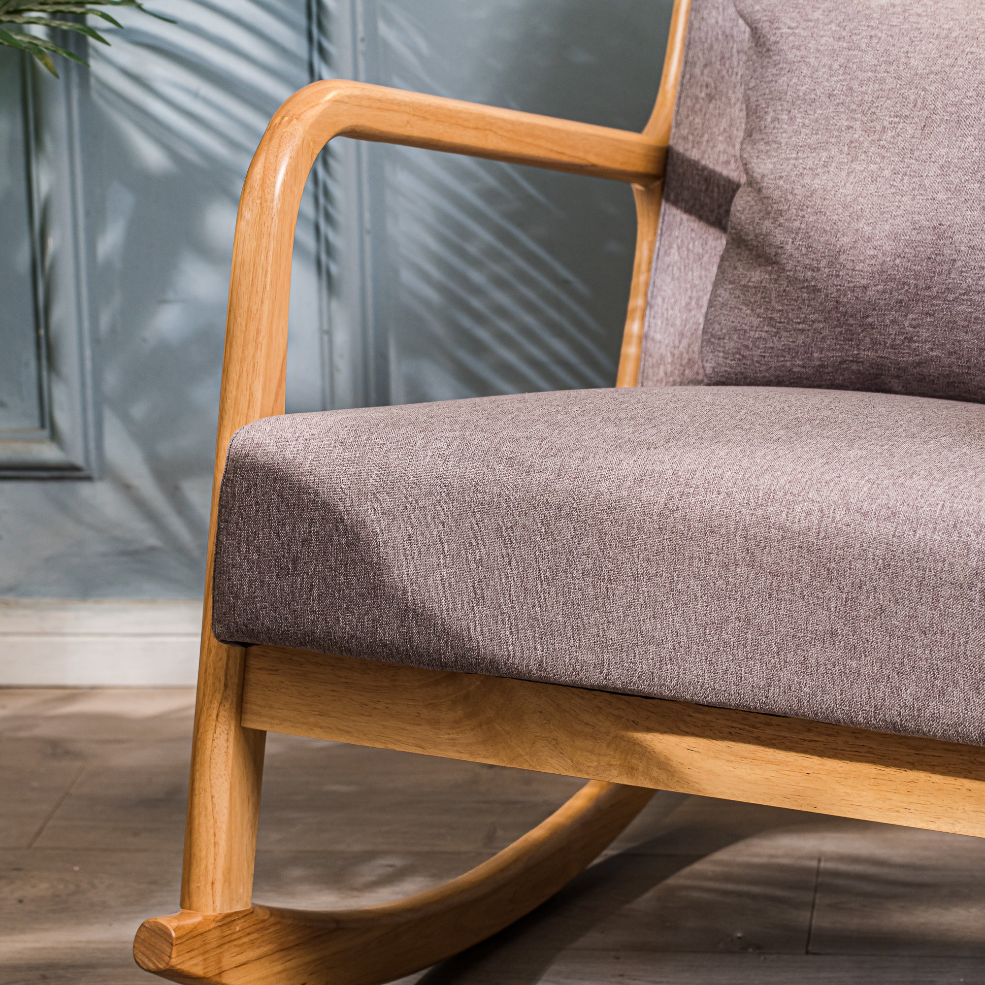DIANA - Rocking chair en bois massif et tissu gris - Image 4