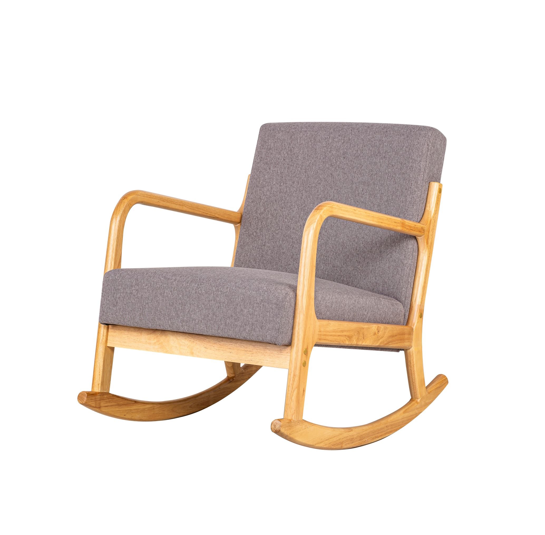 DIANA - Rocking chair en bois massif et tissu gris - Image 7