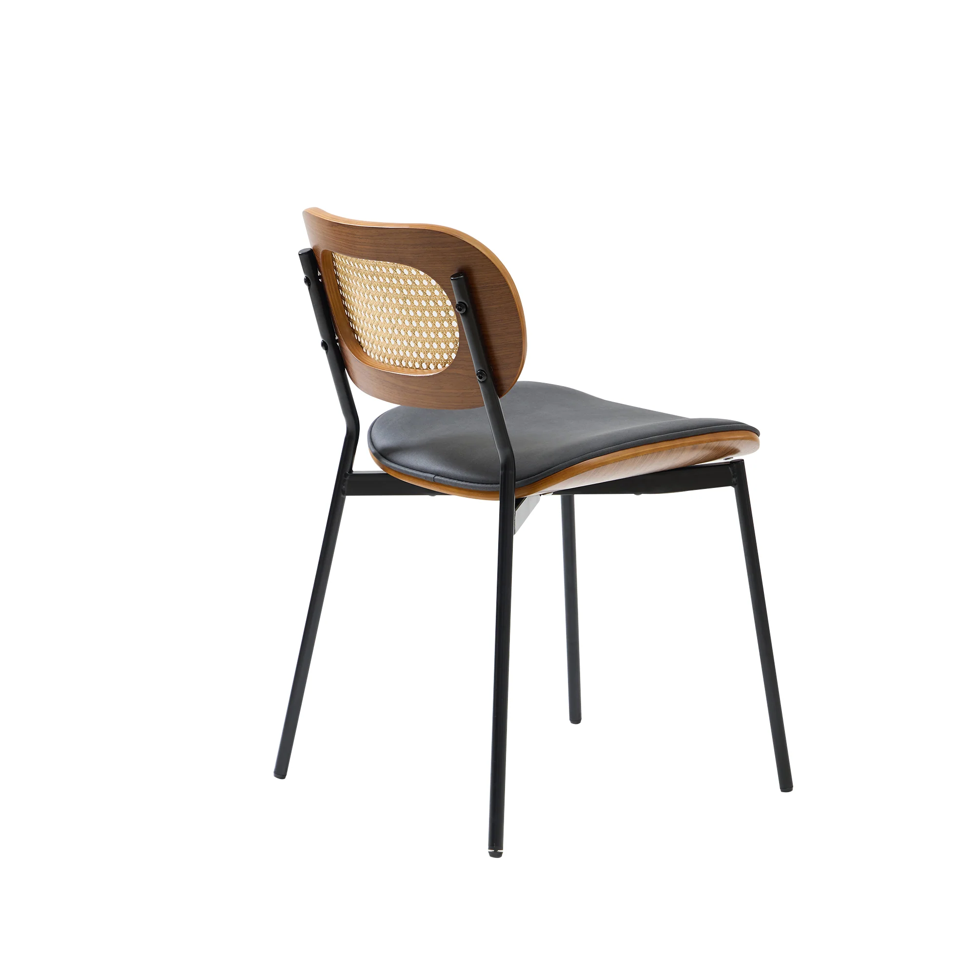 ALESUND - Lot de 2 chaises de salle à manger en rotin et suédine noir - Image 7