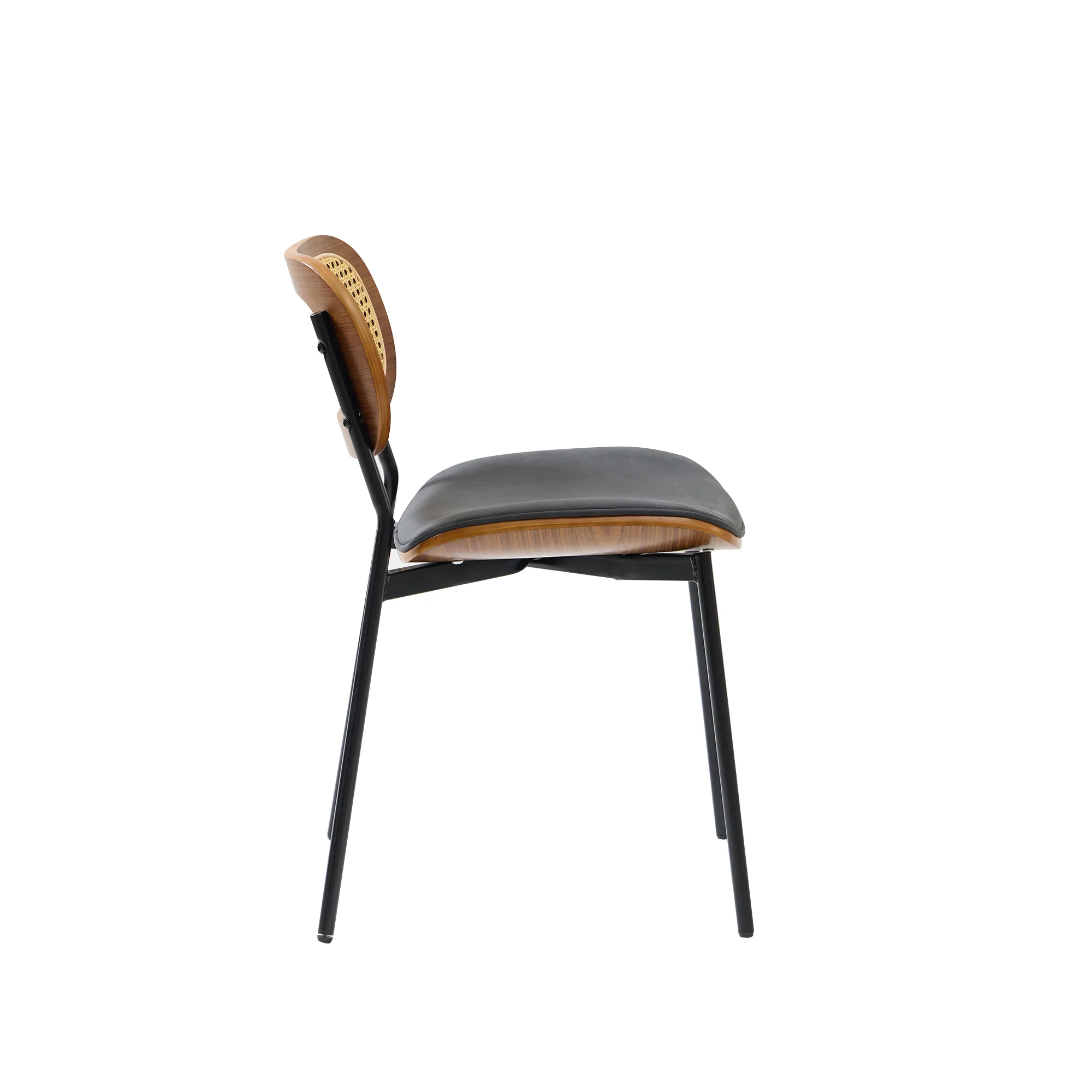 ALESUND - Lot de 2 chaises de salle à manger en rotin et suédine noir - Image 8