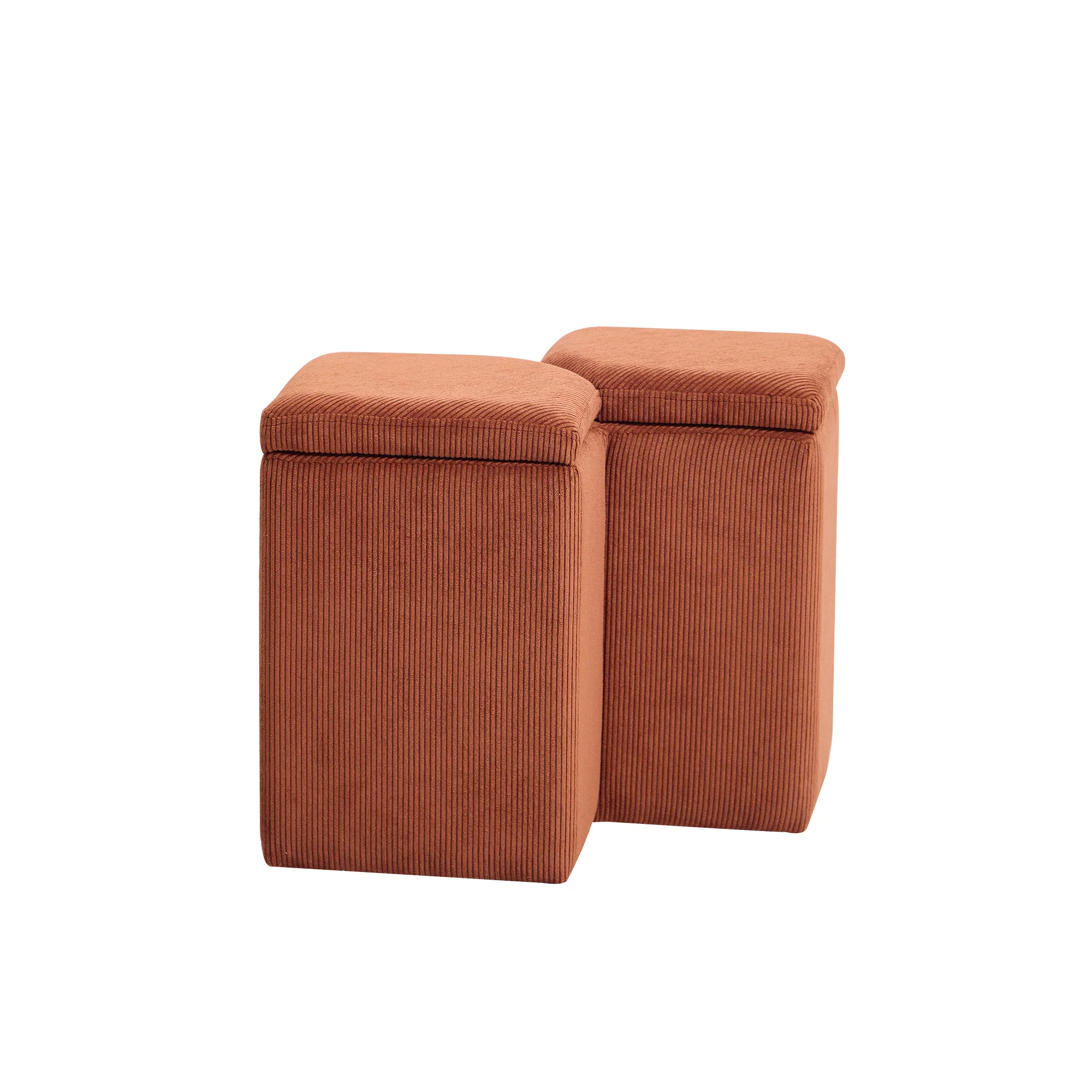 DIPOLOG - Pouf de salon avec rangement en velours côtelé terracotta - Image 8