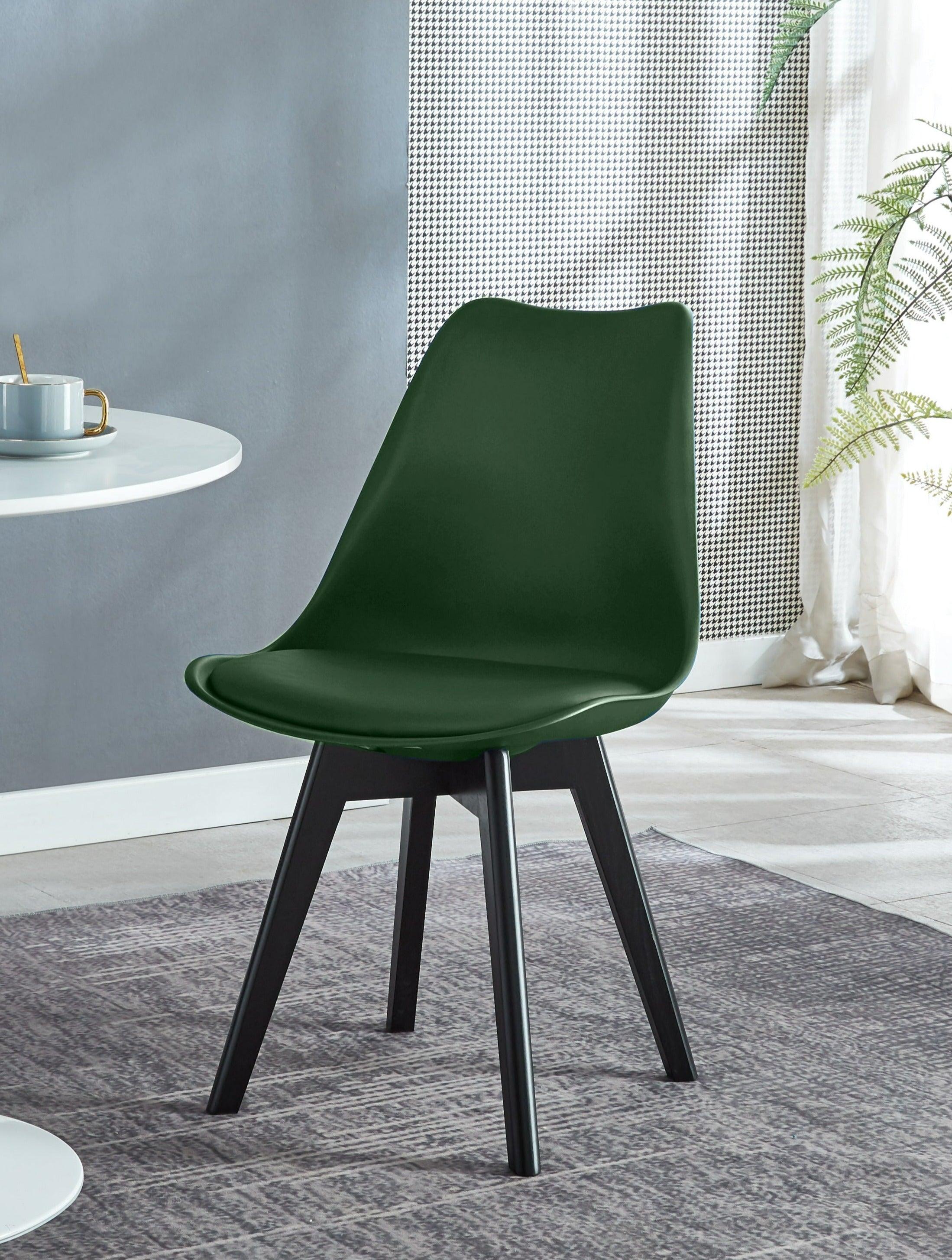 ESBJERG - Lot de 4 chaises scandinaves en bois et polypropylène vert - Image 5