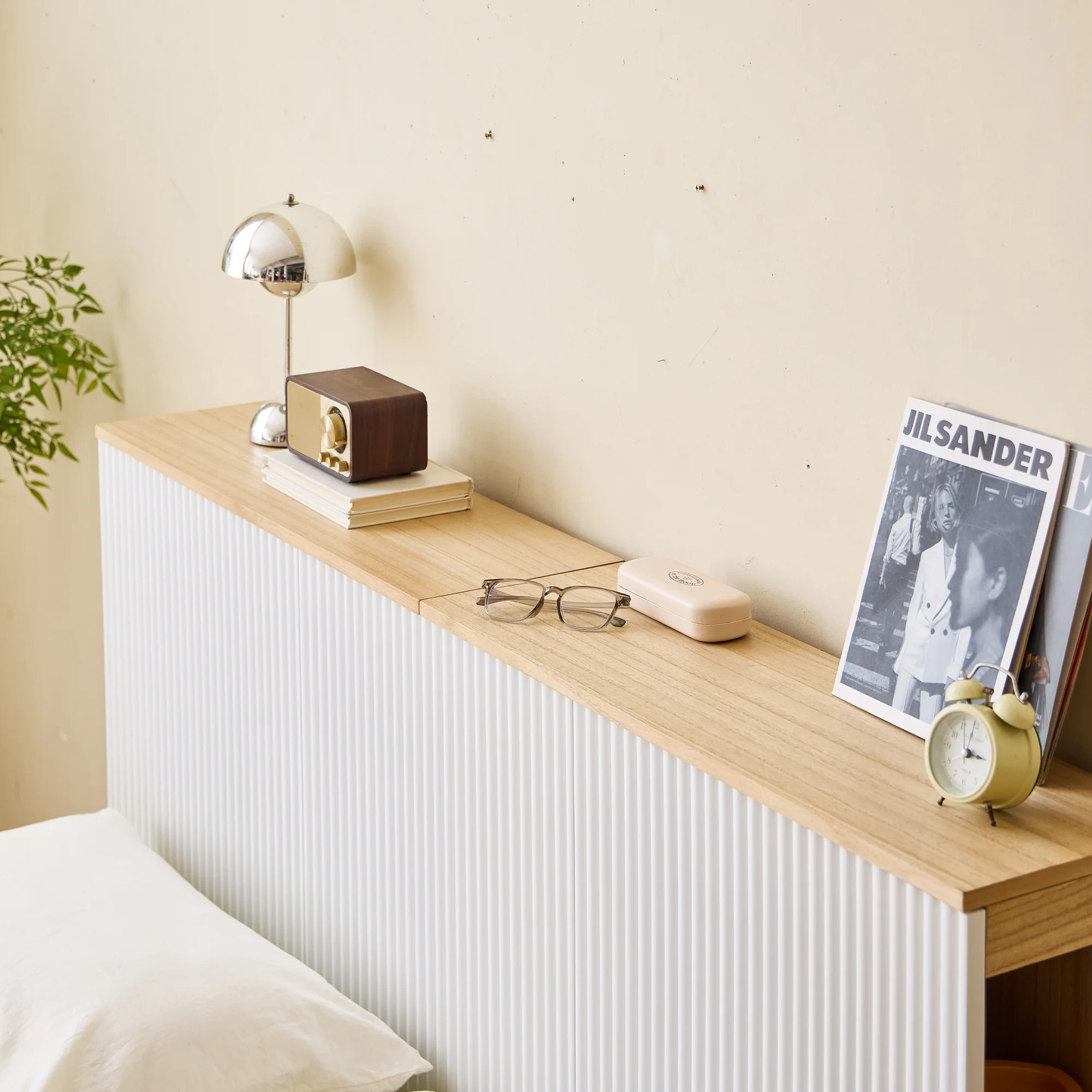 ESLOV - Tête de lit 160 en bois avec rangements blanc - Image 7