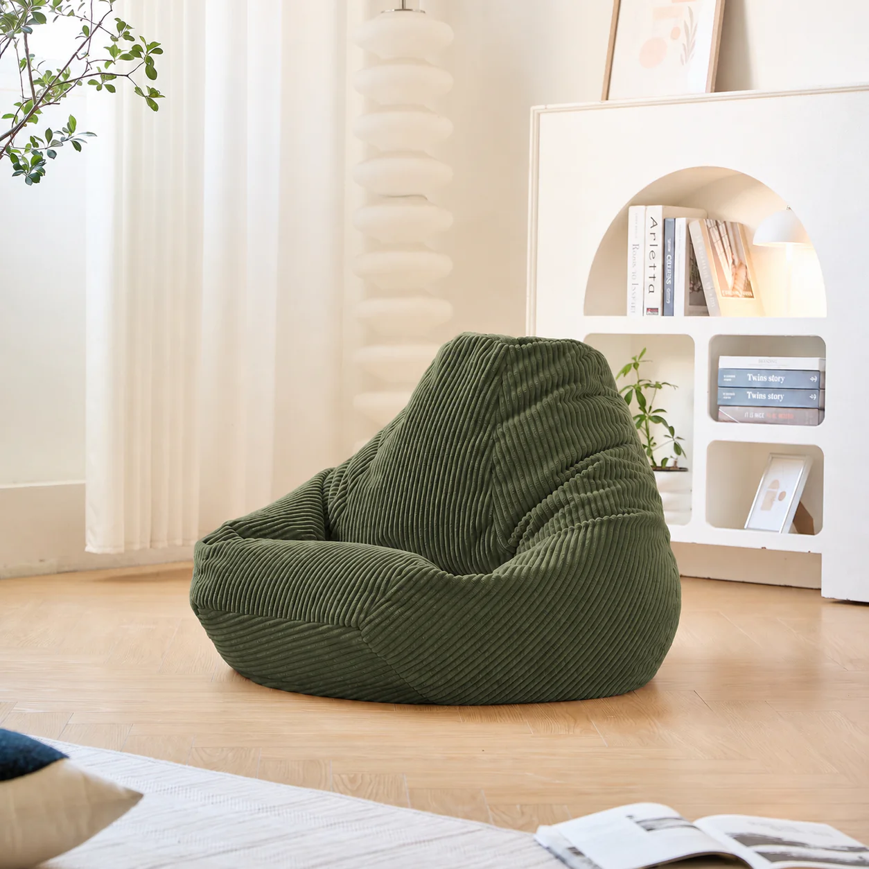 GRANA - Pouf en velours côtelé vert - Image 5
