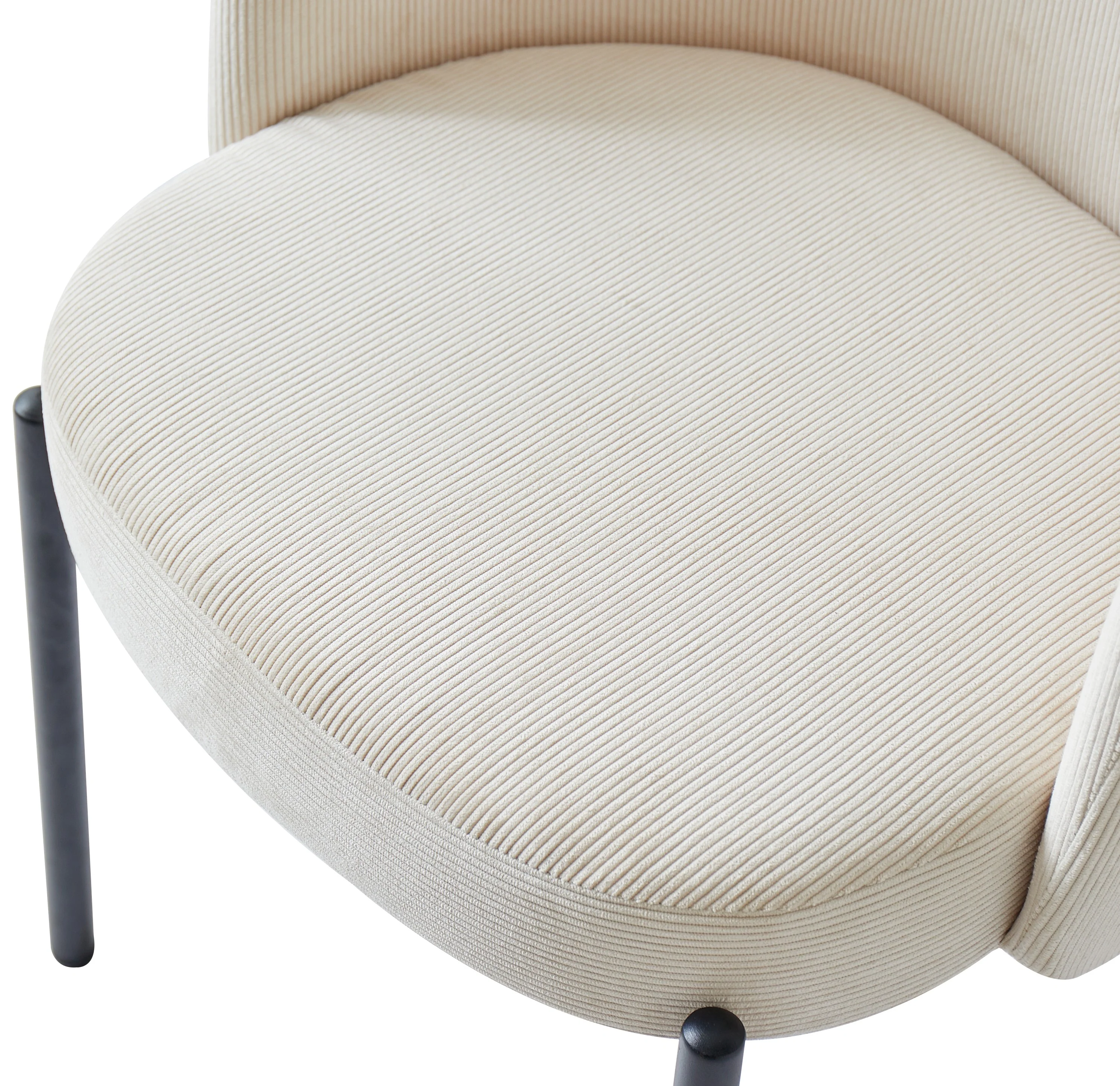 GRIMSTAD - Lot de 2 chaises scandinaves en métal et velours côtelé beige - Image 4