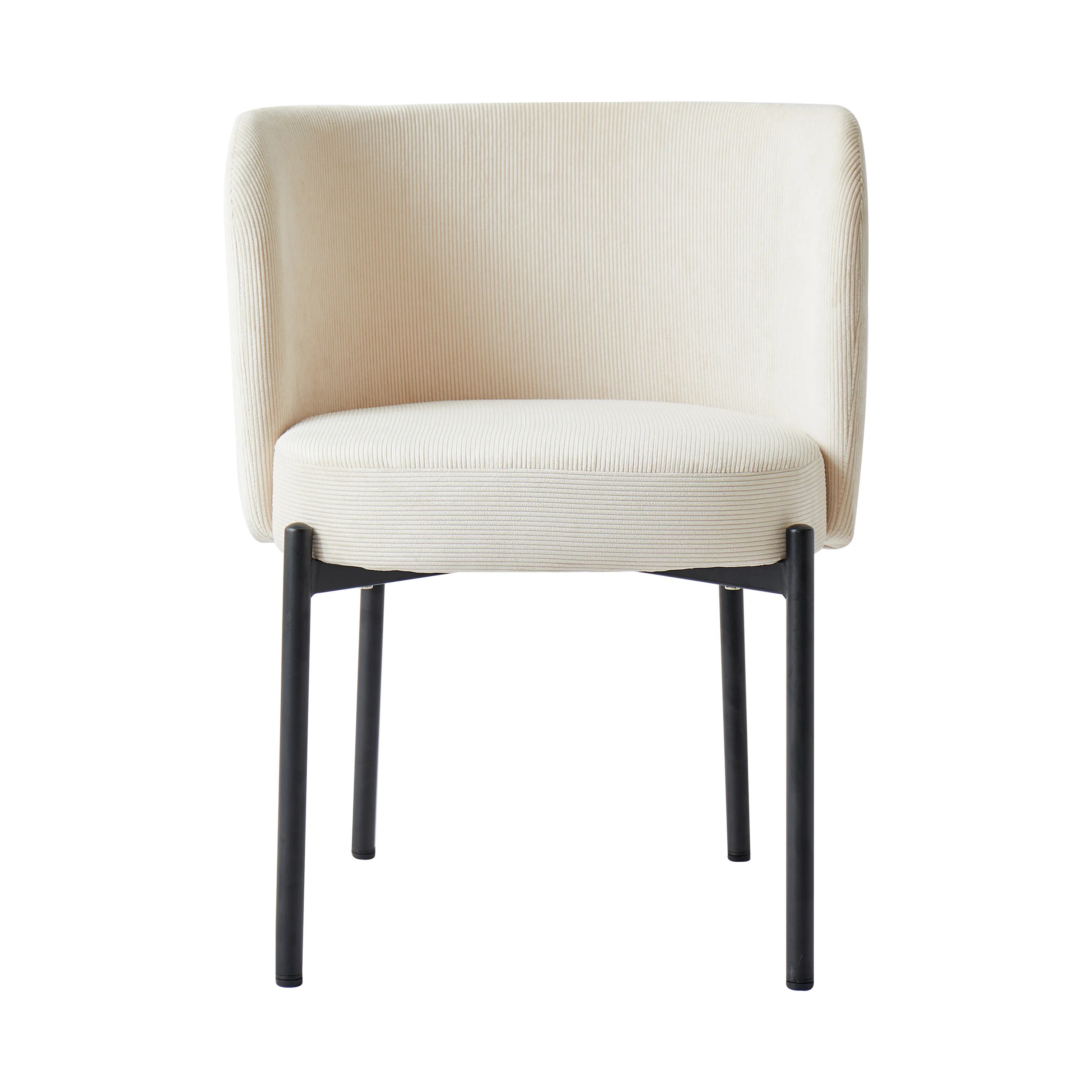 GRIMSTAD - Lot de 2 chaises scandinaves en métal et velours côtelé beige - Image 5
