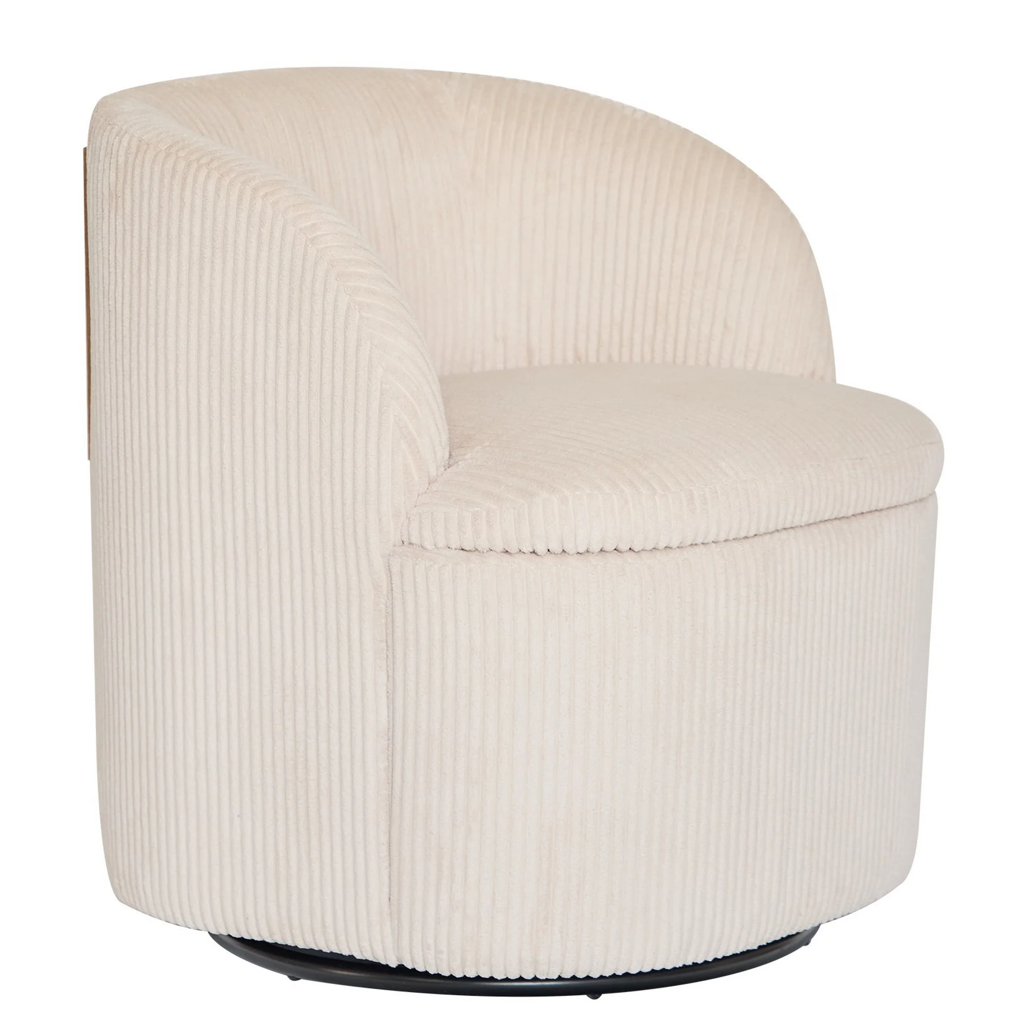 HALMSTAD - Fauteuil de salon pivotant et pouf en tissu beige - Image 3