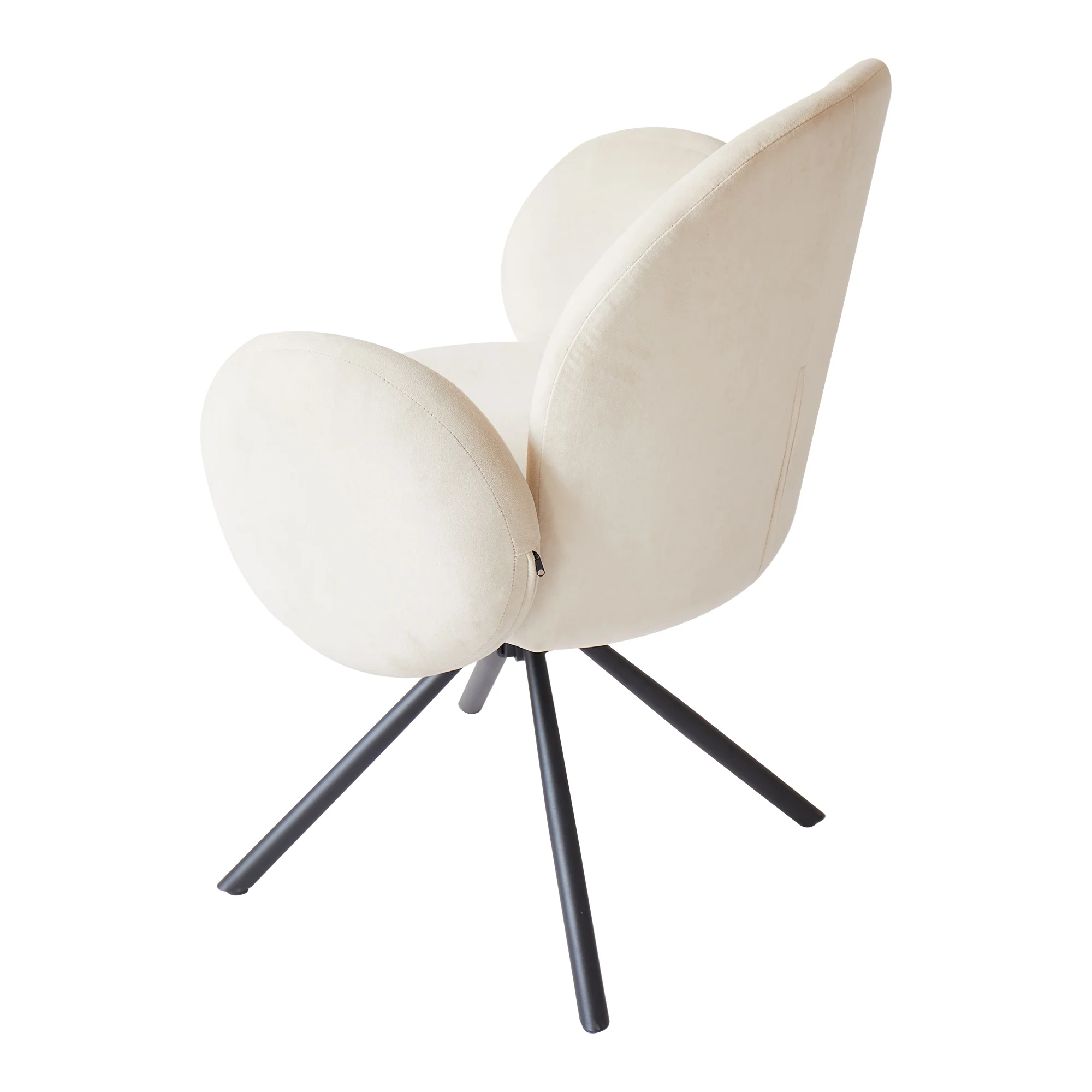 HELSINKI - Lot de 2 chaises swivel rotatives en velours beige et metal - Image 7