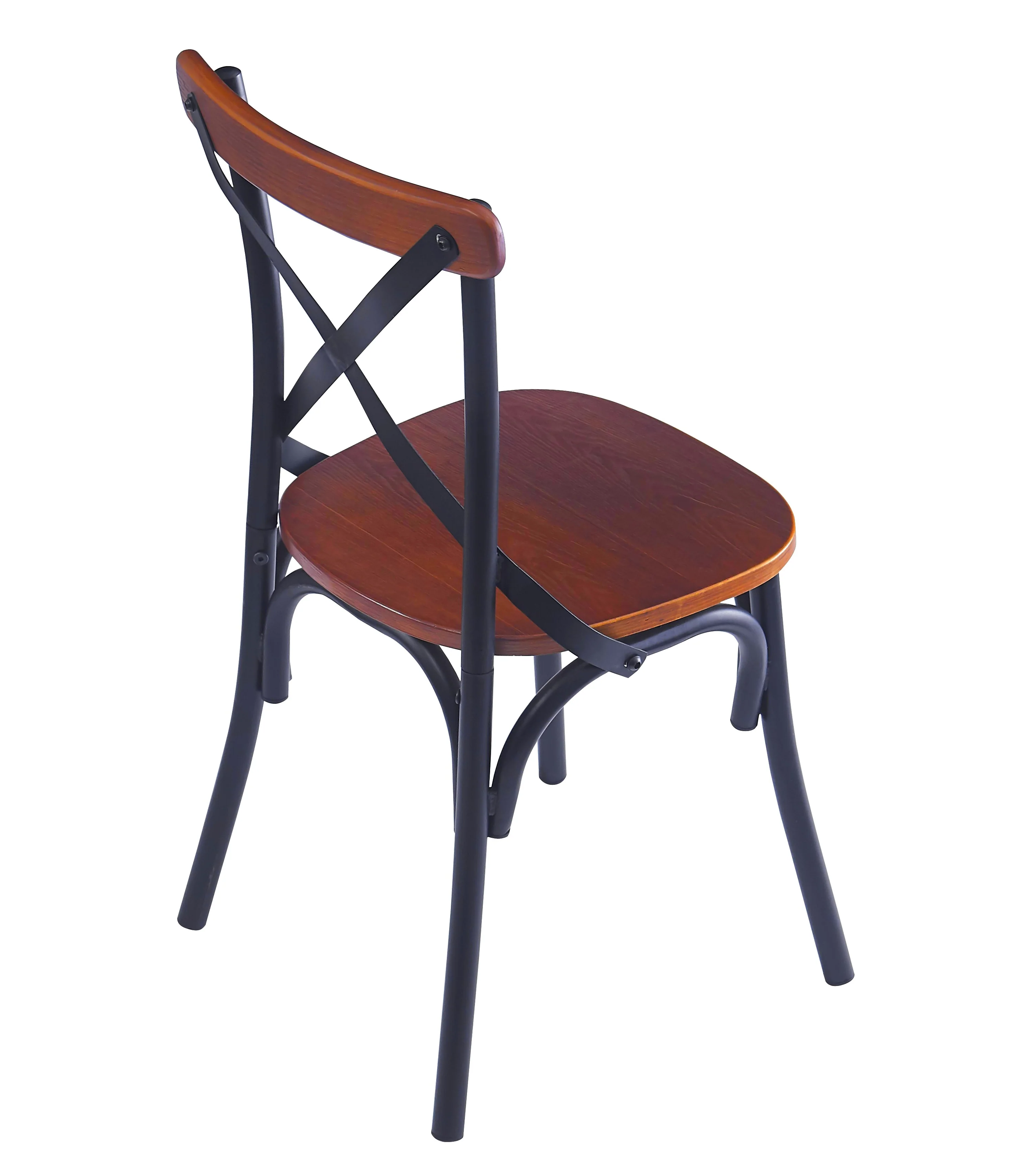 HOWARD - Lot de 2 chaises industrielles en métal et frêne marron - Image 3