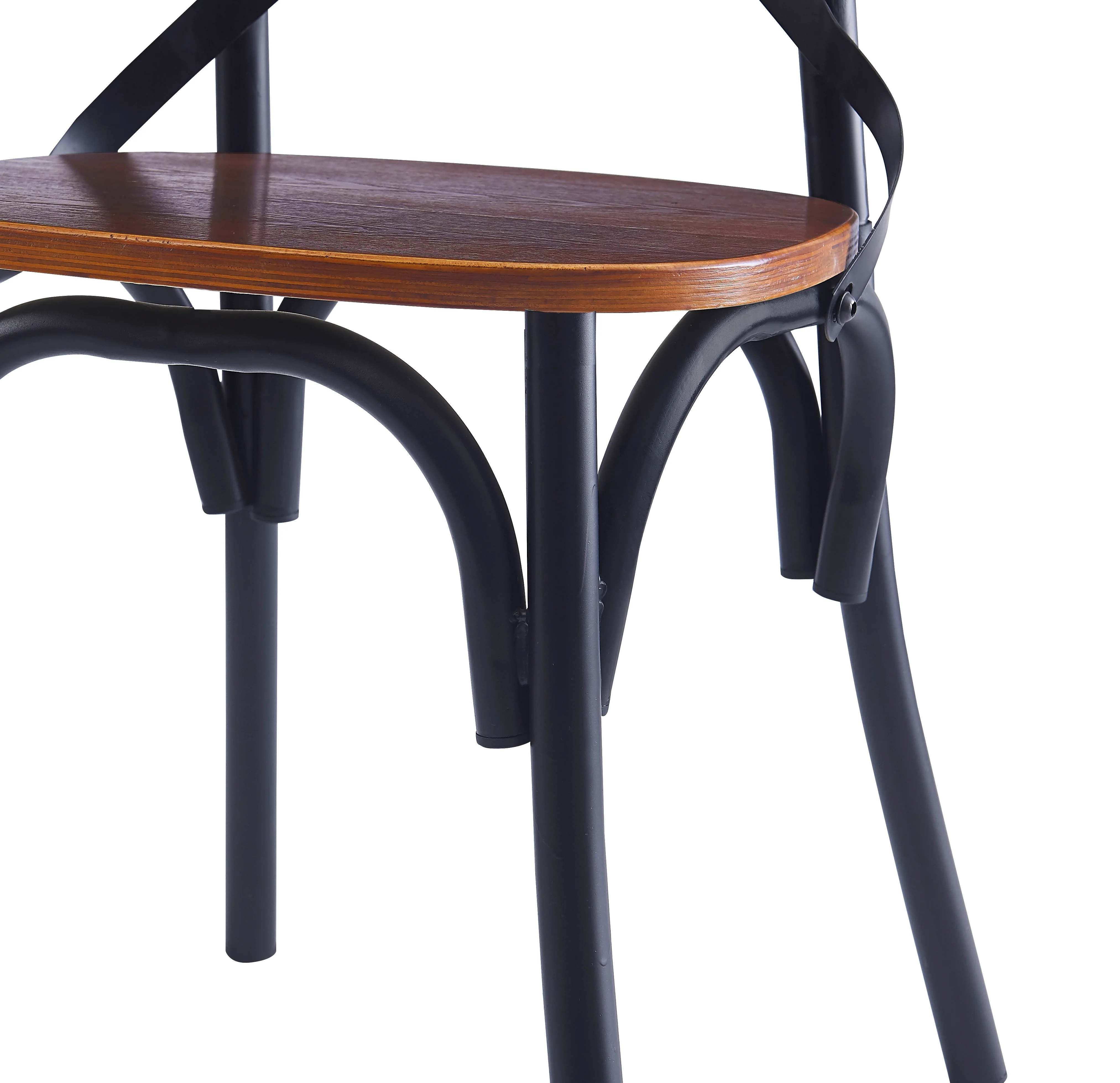HOWARD - Lot de 2 chaises industrielles en métal et frêne marron - Image 4