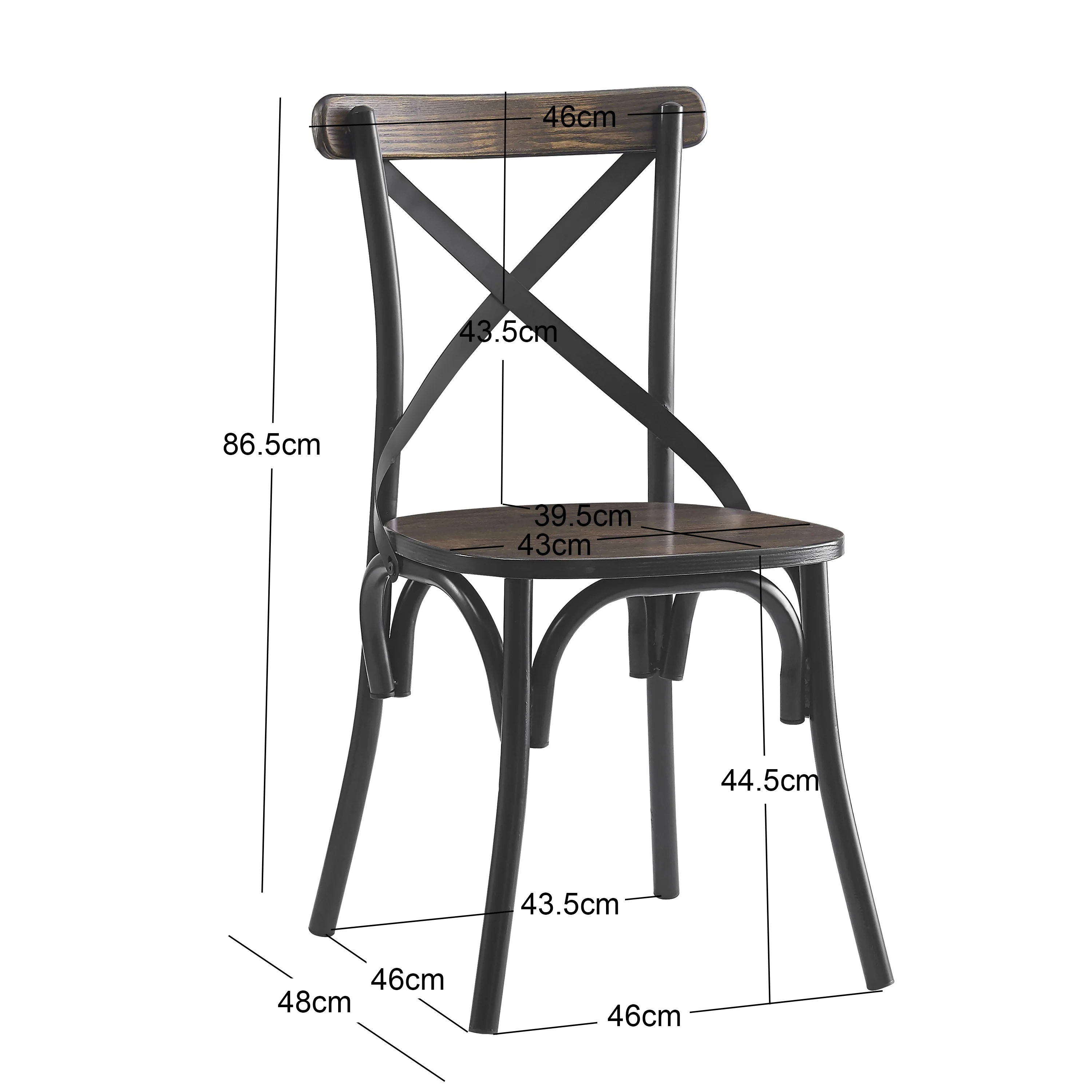 HOWARD - Lot de 2 chaises industrielles en métal et frêne marron - Image 5