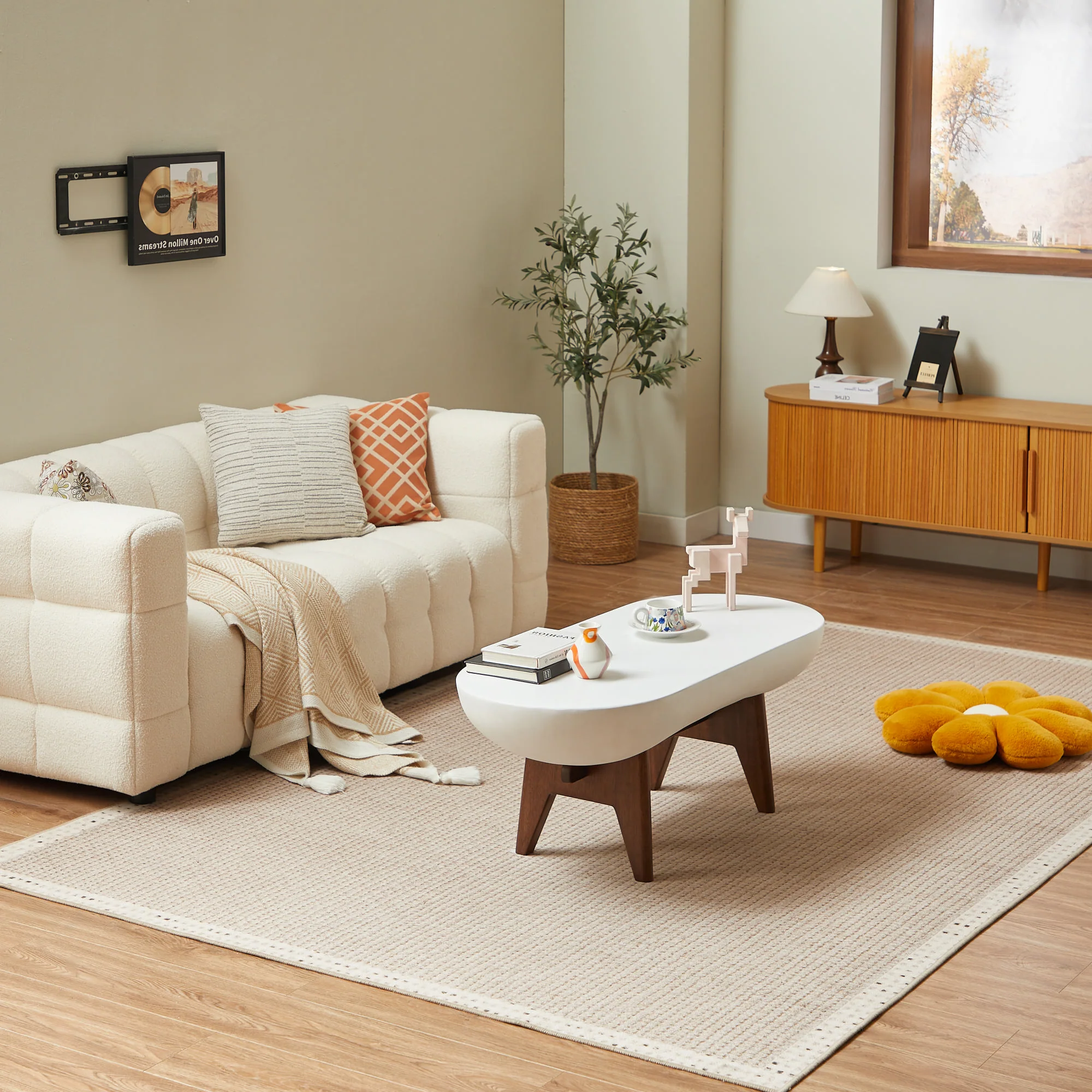 IRUNA - Table basse indoor outdoor en bois et magnésite blanc - Image 5