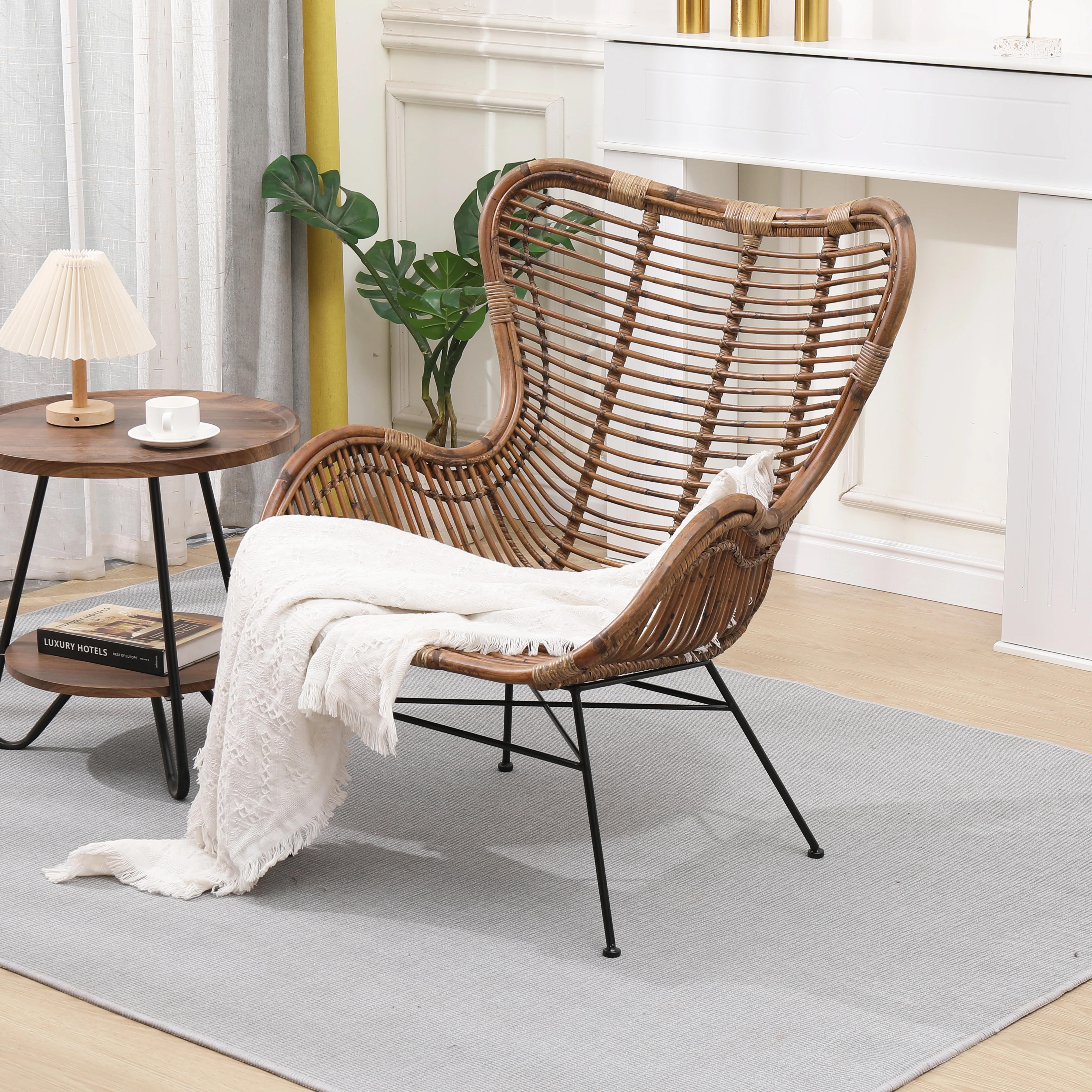 JAKARTA - Fauteuil en métal et rotin naturel - Image 2
