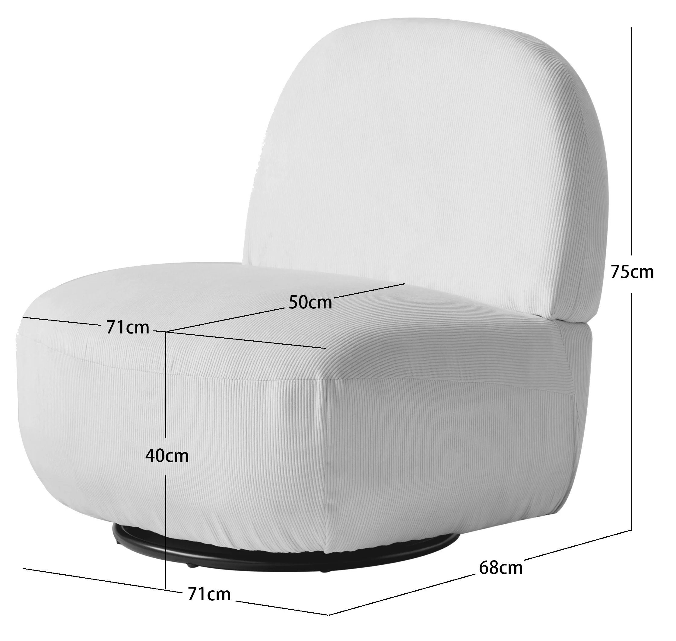KAMPALA - Fauteuil de salon pivotant swivel en bouclettes blanches - Image 4