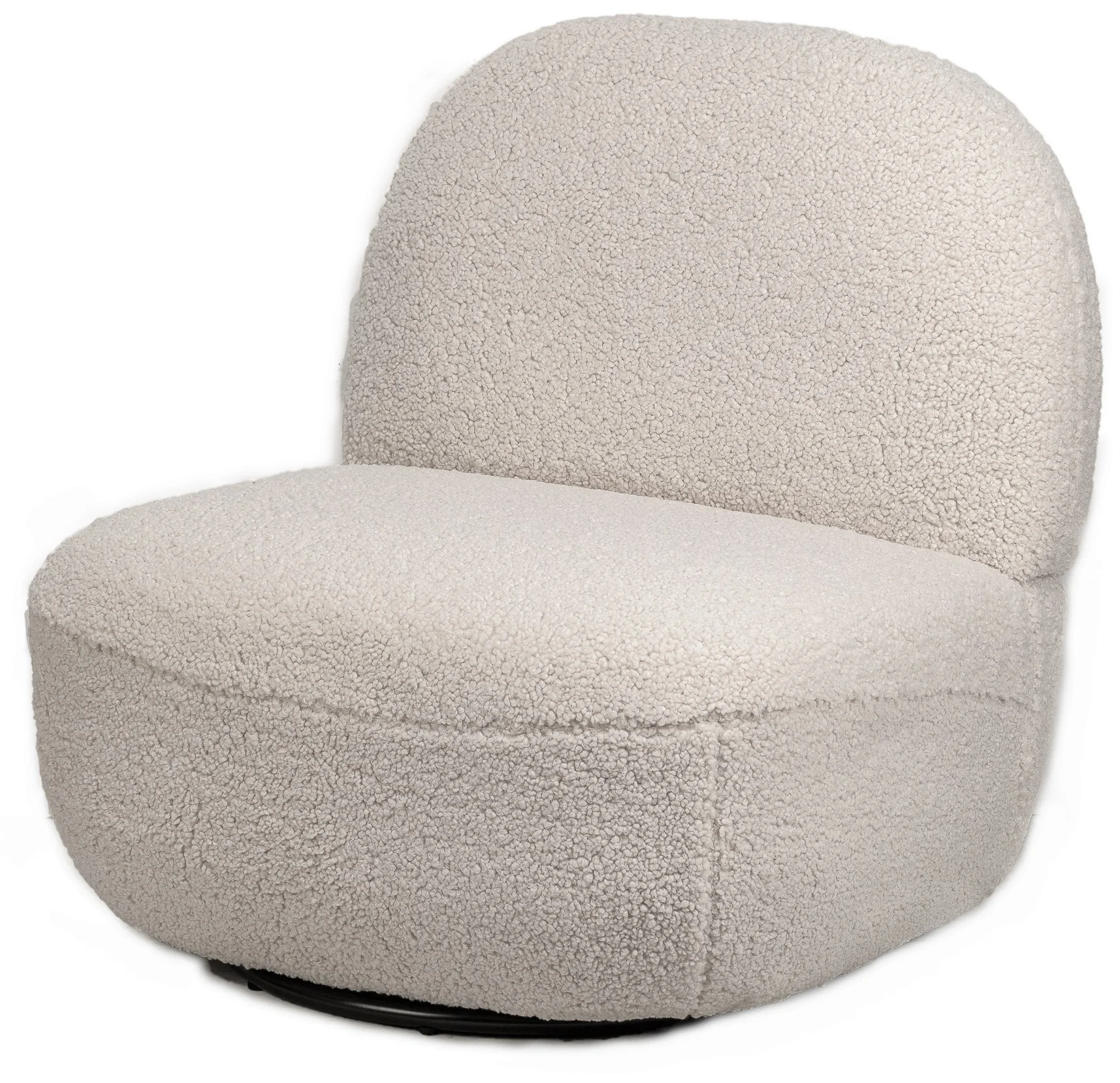 KAMPALA - Fauteuil de salon pivotant swivel en bouclettes blanches - Image 9