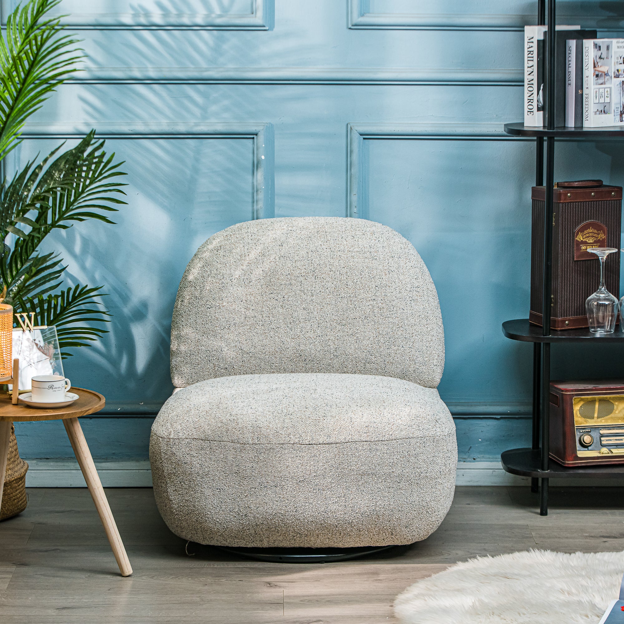 KAMPALA - Fauteuil de salon pivotant swivel en tissus gris - Image 2