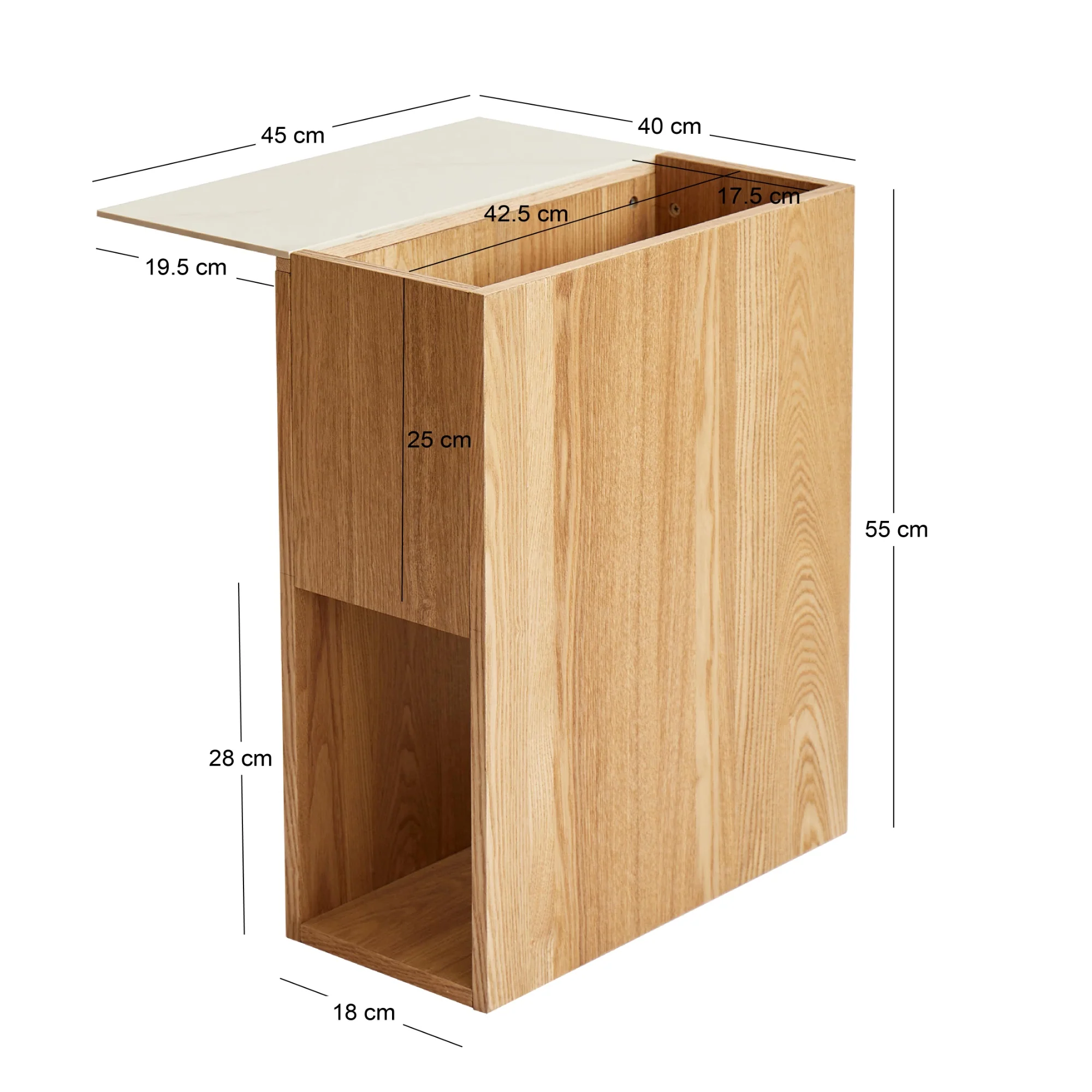 KARLSTAD - Table d'appoint bout de canapé avec rangement en bois finition marbre - Image 4