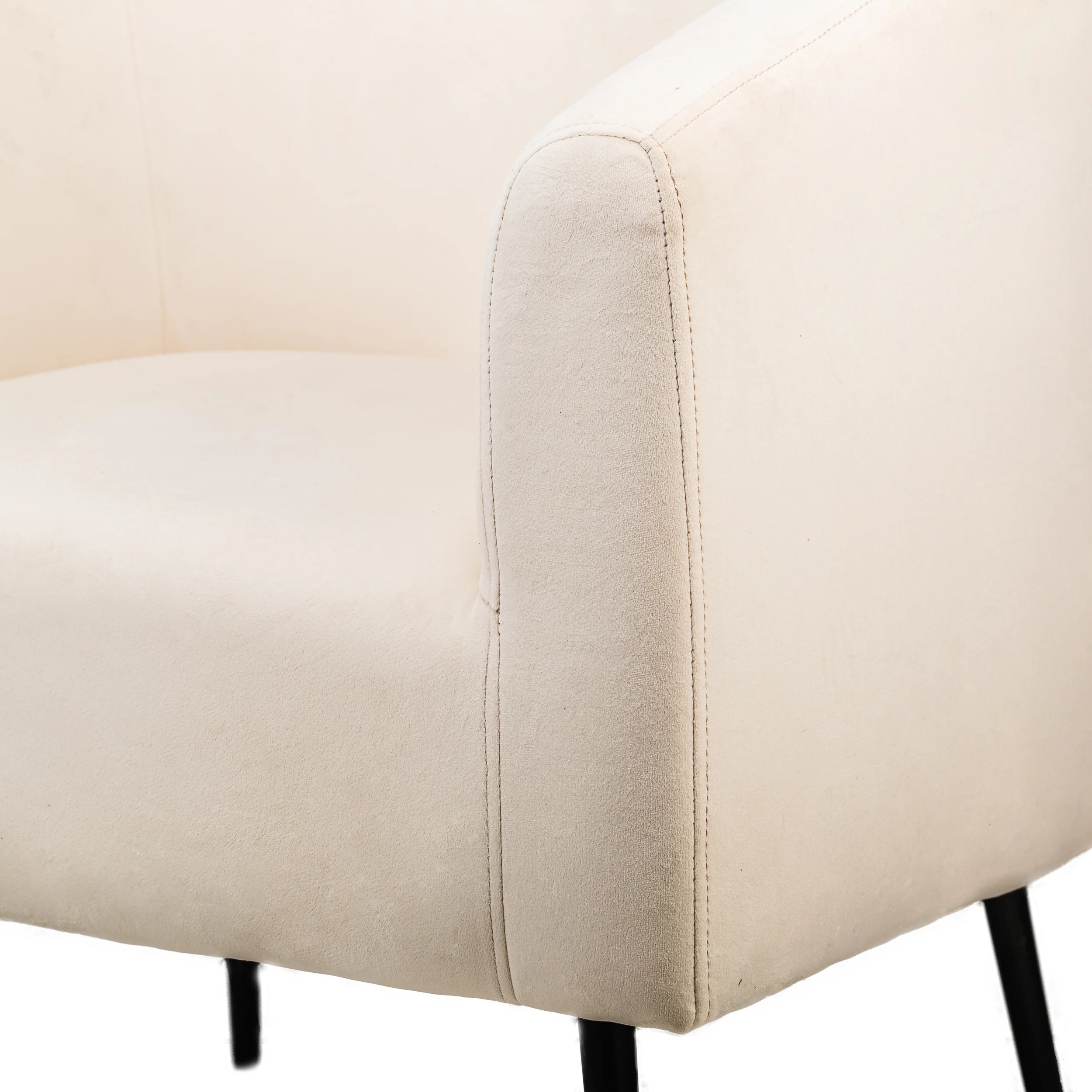 KIRUNA - Fauteuil de salon en métal et velours beige - Image 6