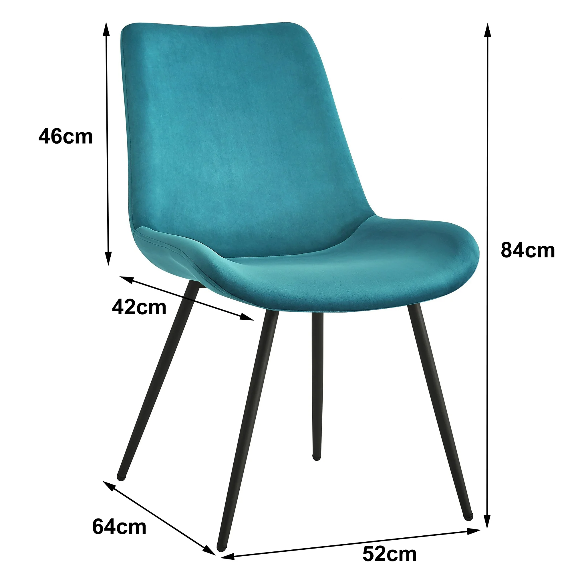KOGE - Lot de 2 chaises en métal et velours bleu canard - Image 3
