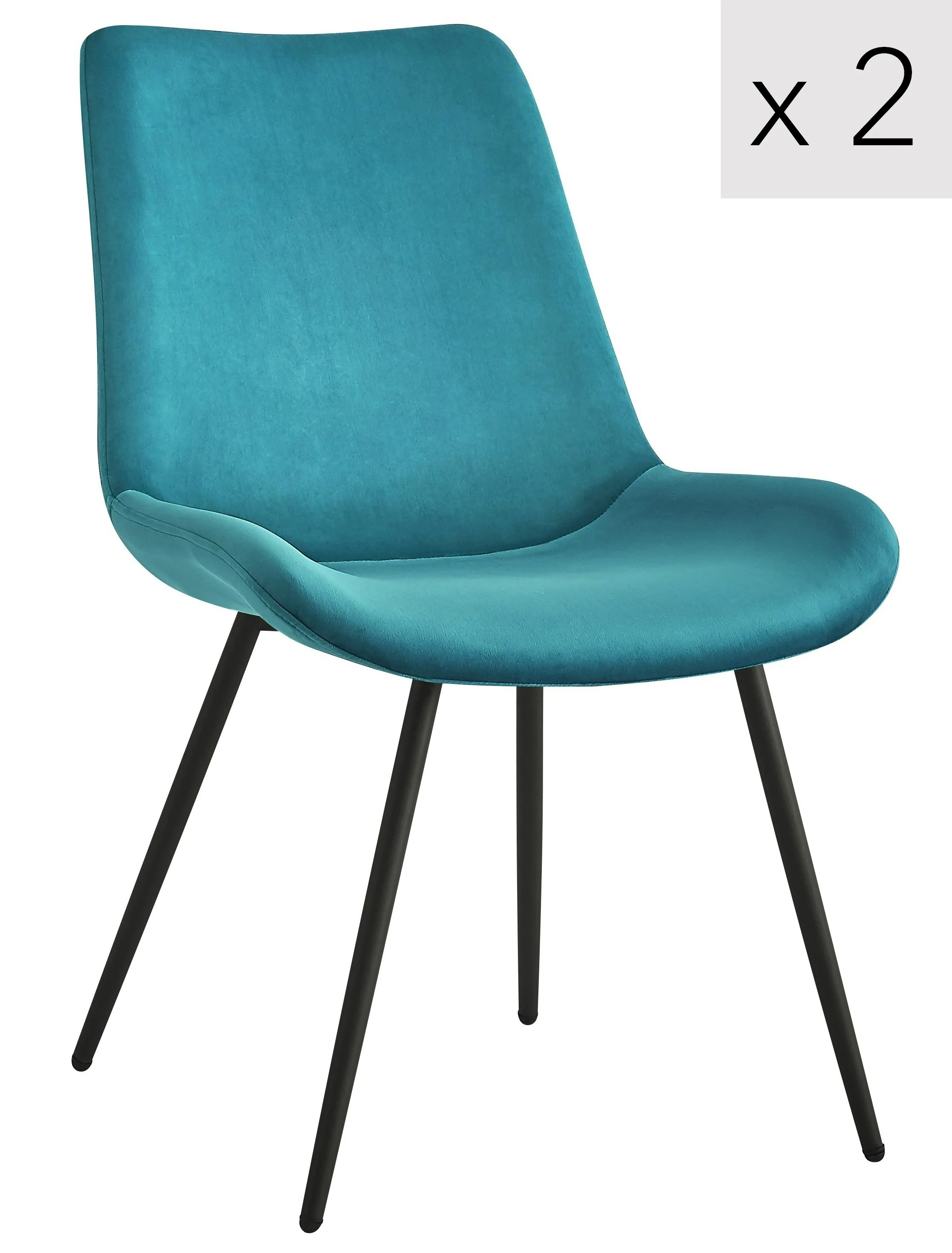 KOGE - Lot de 2 chaises en métal et velours bleu canard - Image 6