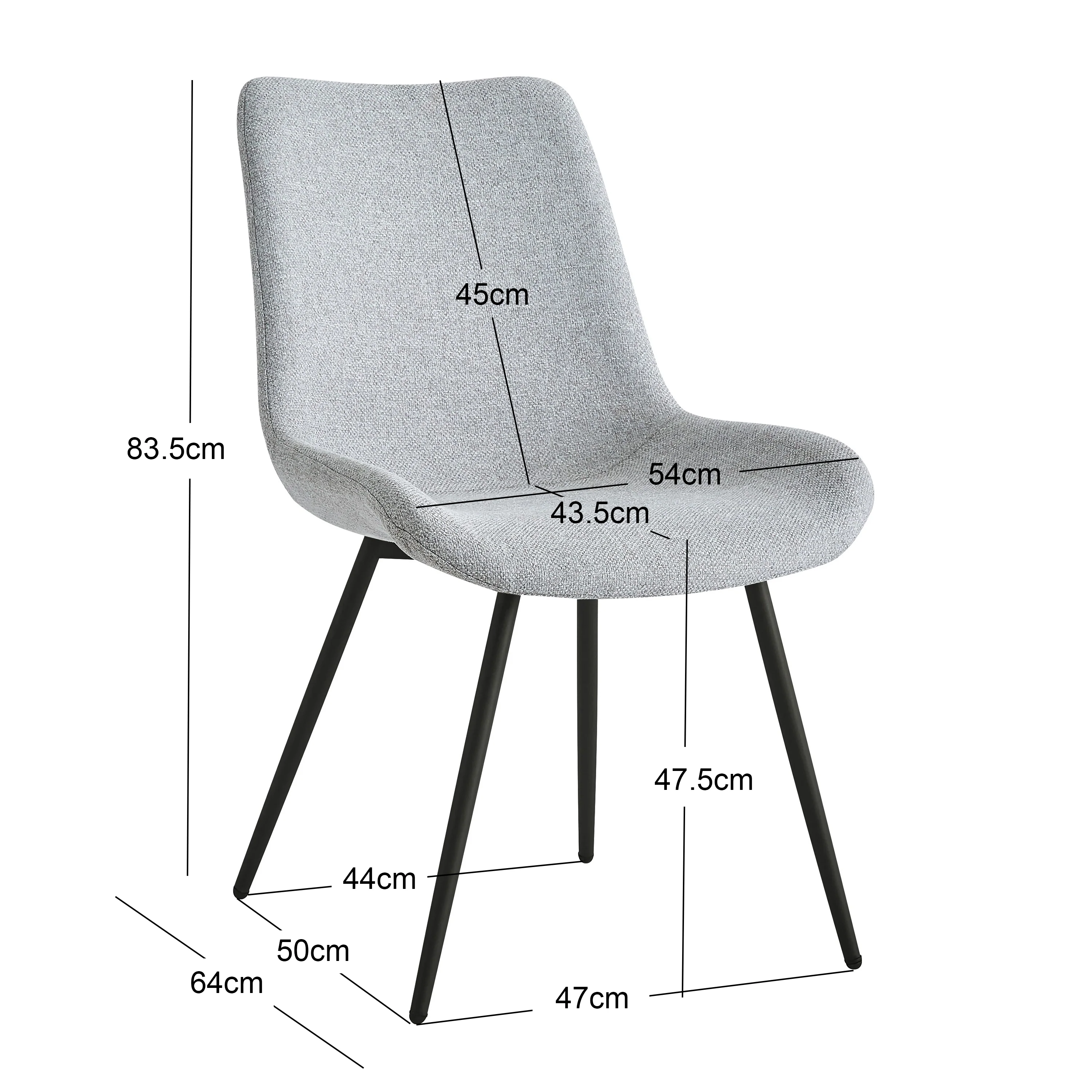 KOGE - Lot de 2 chaises en métal et tissu gris - Image 4