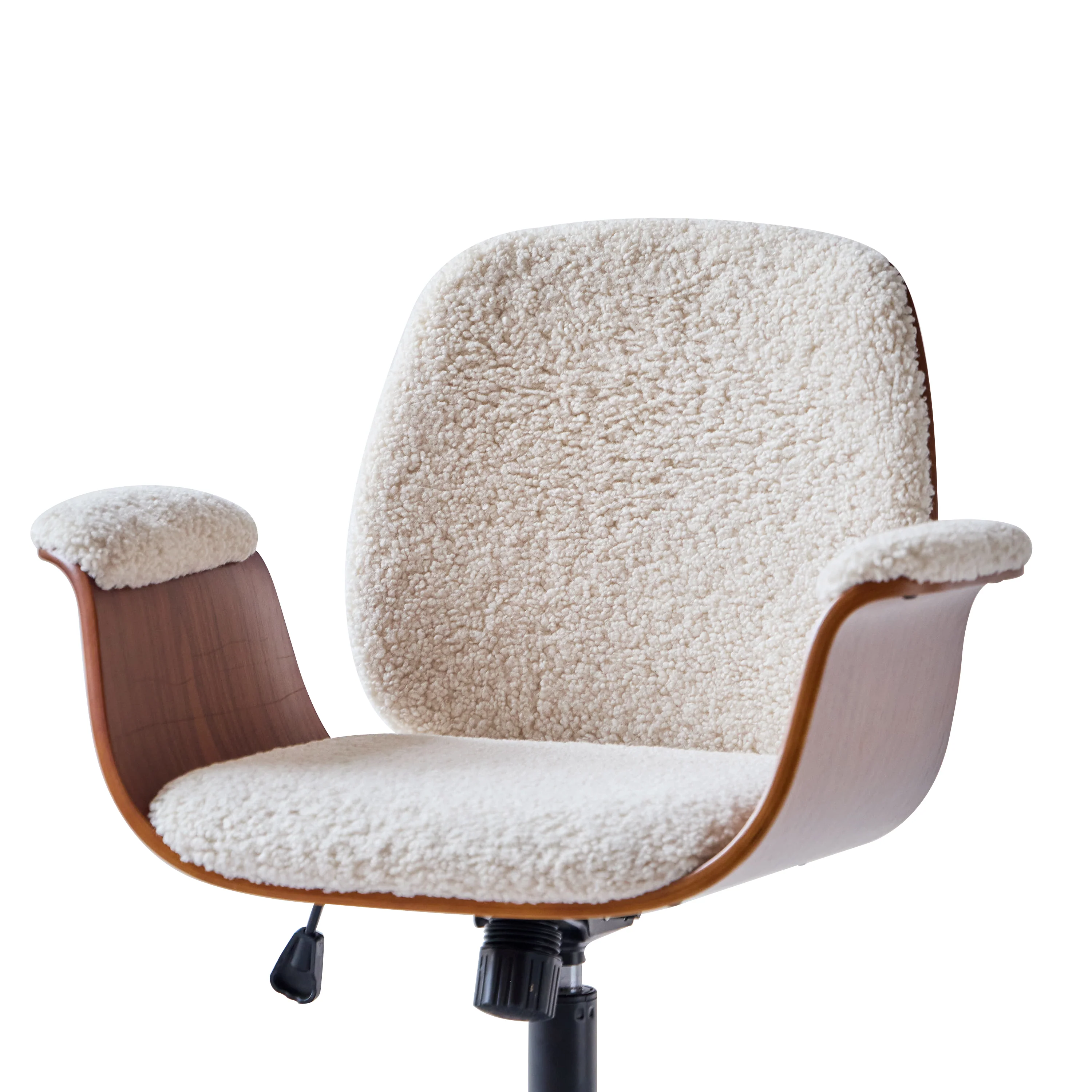 KOLDING - Chaise de bureau en bois et velours côtelé beige - Image 7