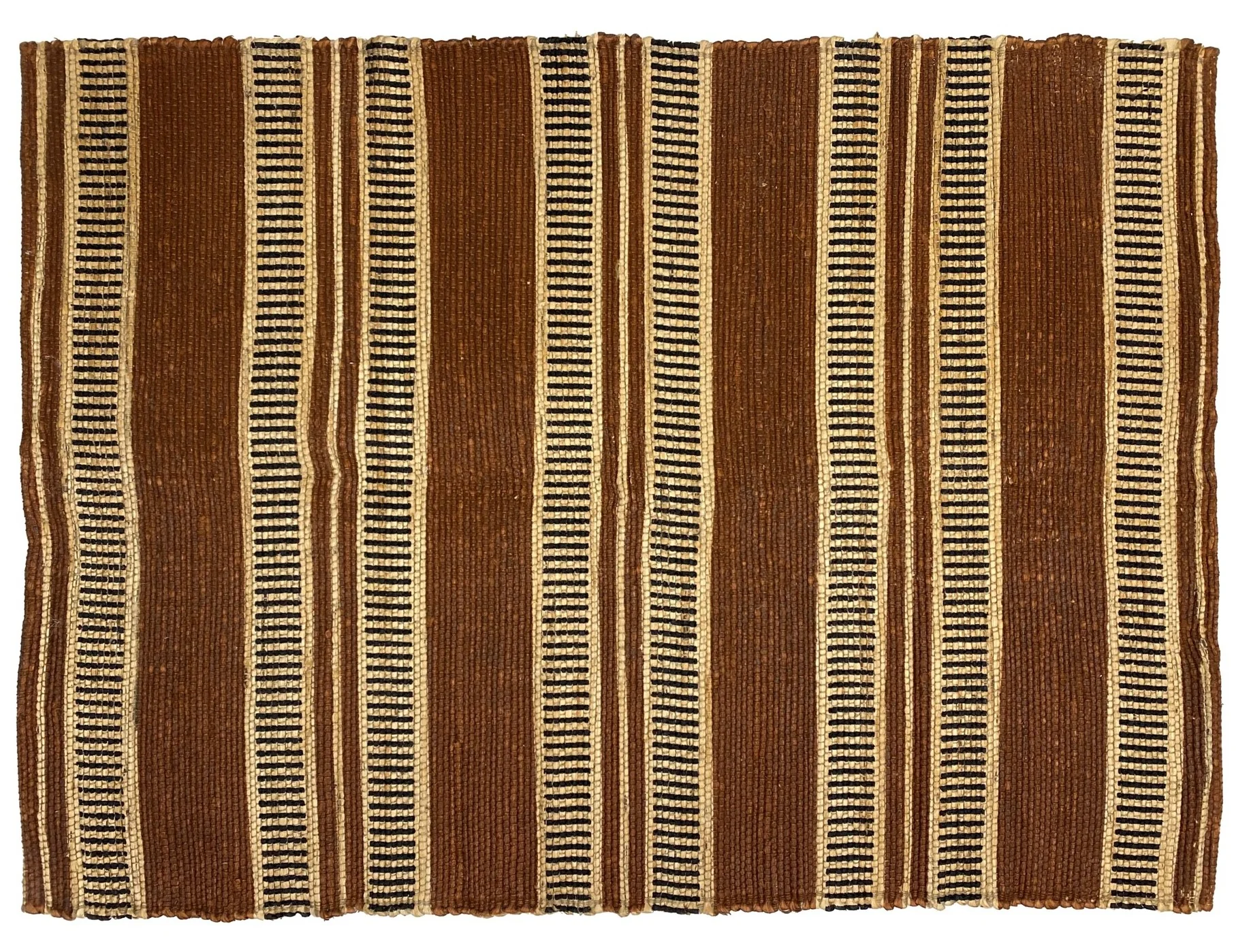 KUOPIO - Tapis rectangulaire en coton avec motifs marrons et écrus 120 x 180 cm - Image 5
