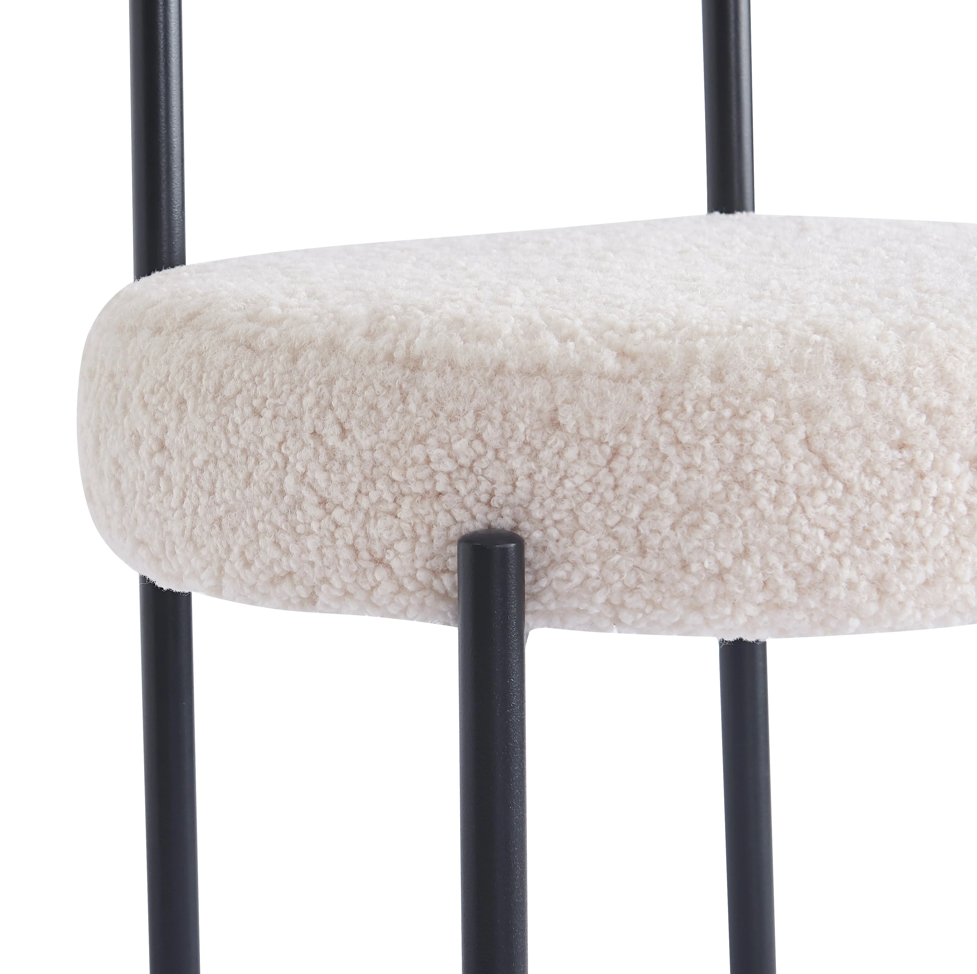 LARS - Lot de 2 chaises scandinaves en métal et bouclettes blanches - Image 4