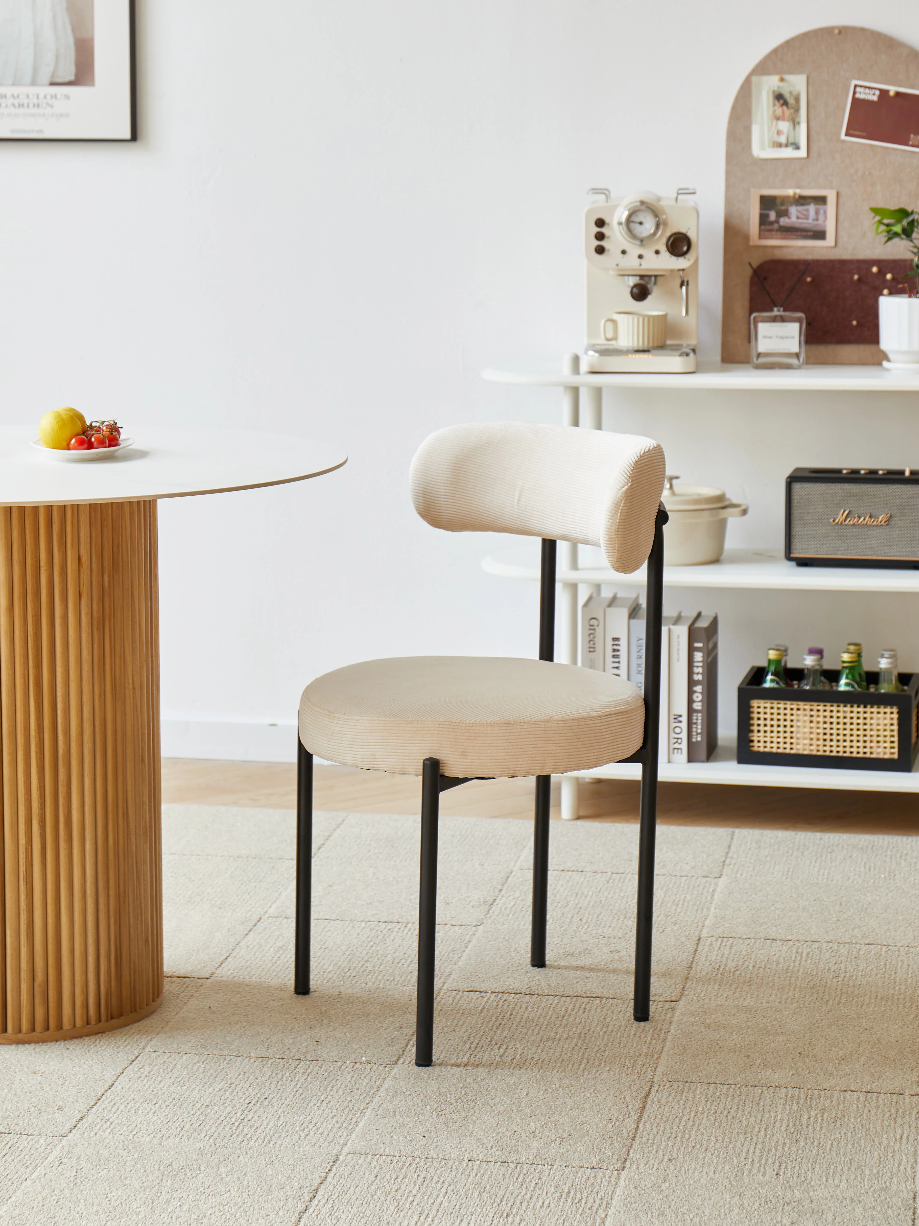 LARS - Lot de 2 chaises scandinaves en métal et velours côtelé beige - Image 3