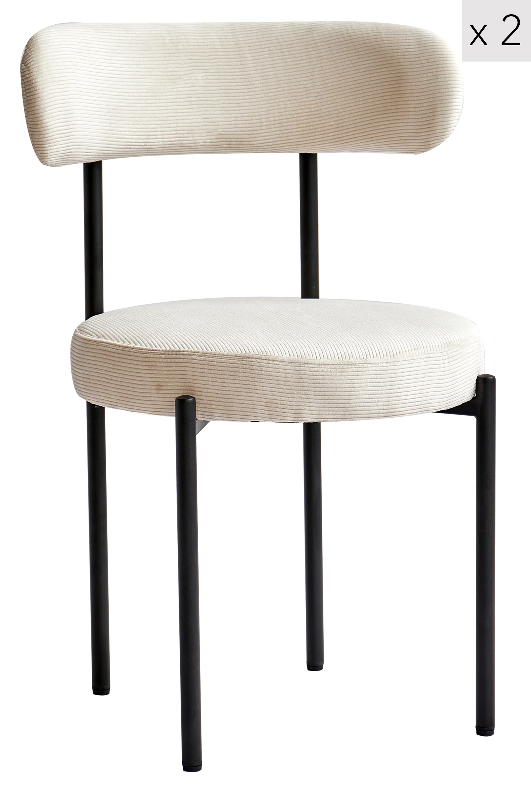 LARS - Lot de 2 chaises scandinaves en métal et velours côtelé beige - Image 7