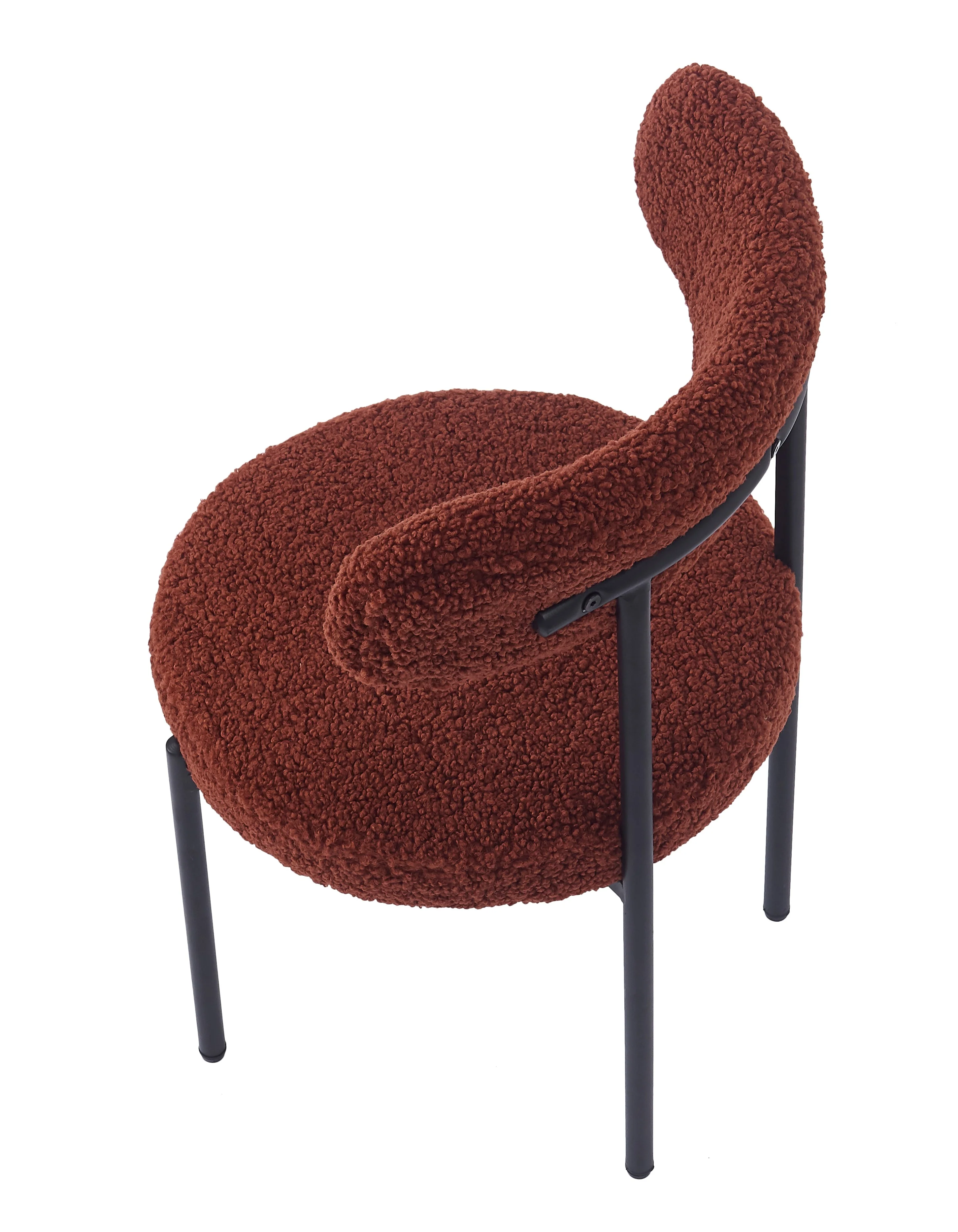 LARS - Lot de 2 chaises scandinaves en métal et bouclettes terracotta - Image 7