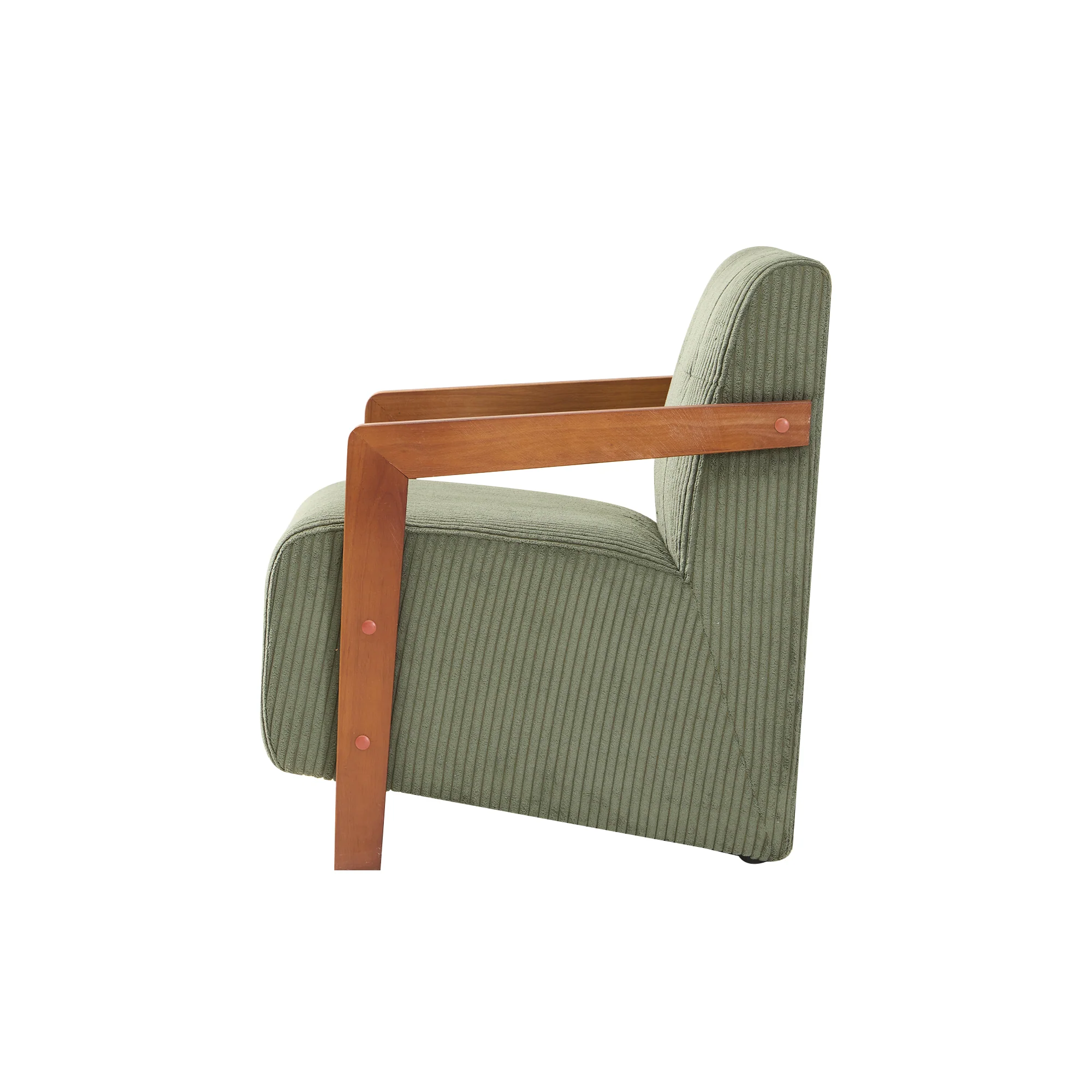 LERWICK - Fauteuil de salon en bois massif et velours côtelé vert - Image 5