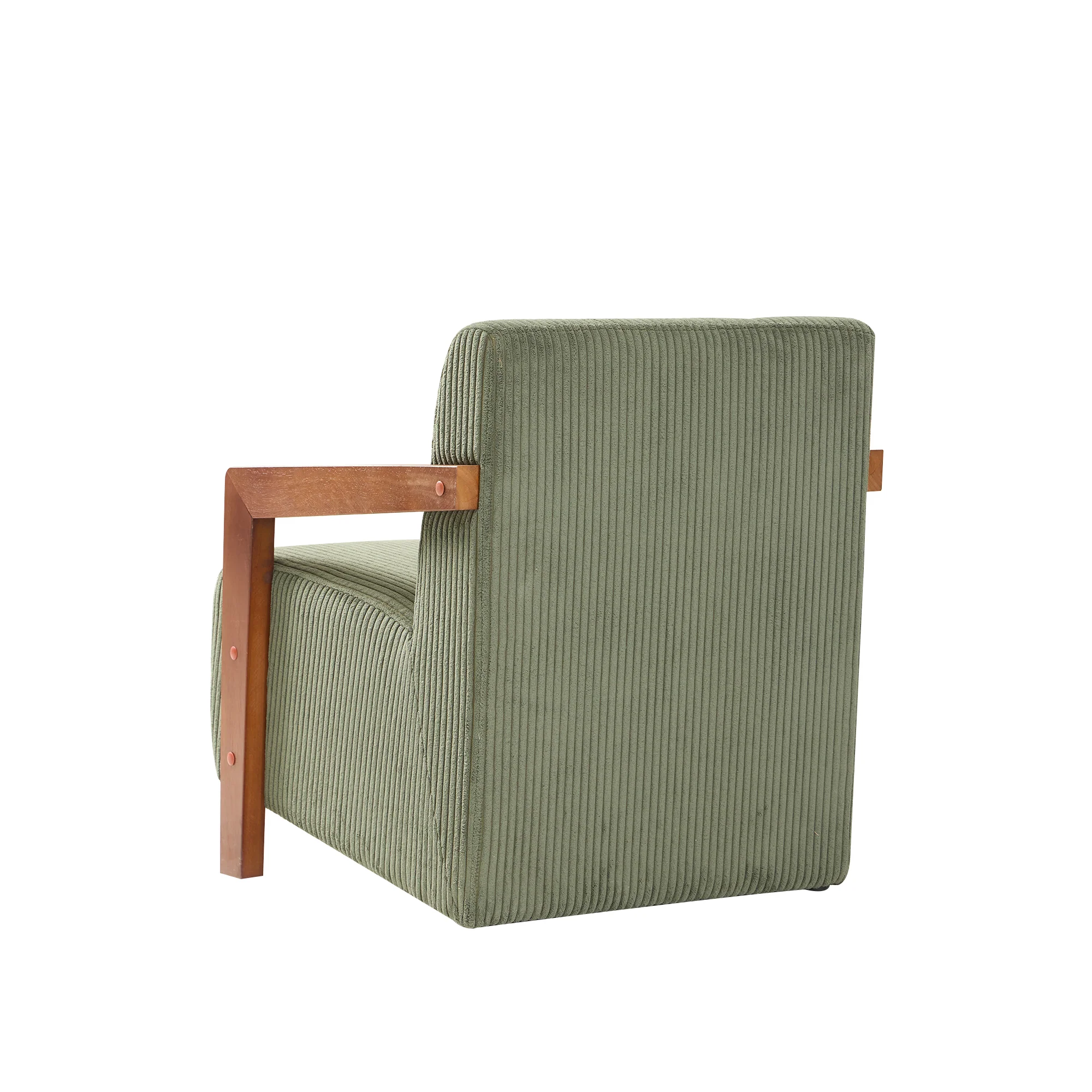 LERWICK - Fauteuil de salon en bois massif et velours côtelé vert - Image 6