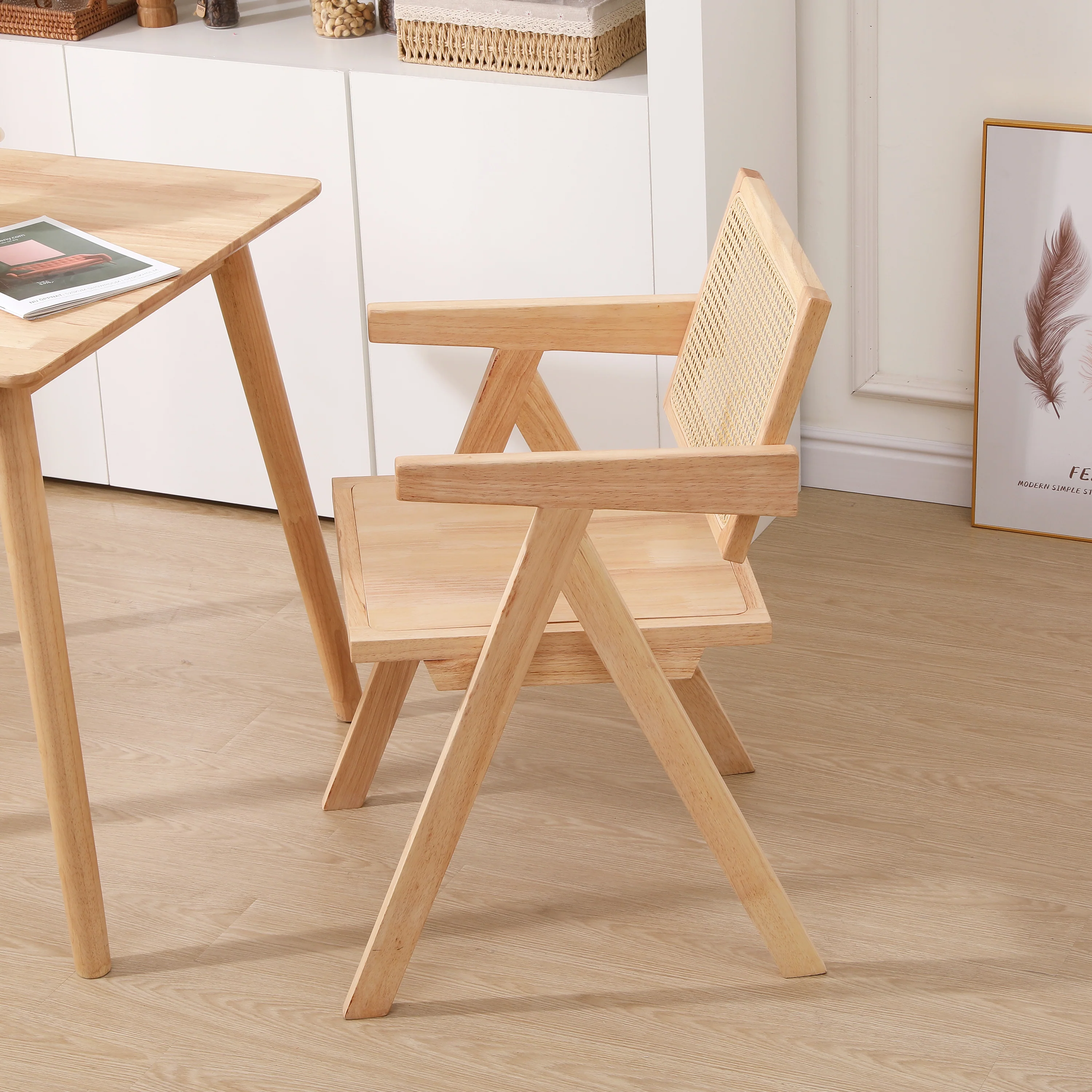 MADEIRA - Fauteuil de table en bois et cannage naturel - Image 7