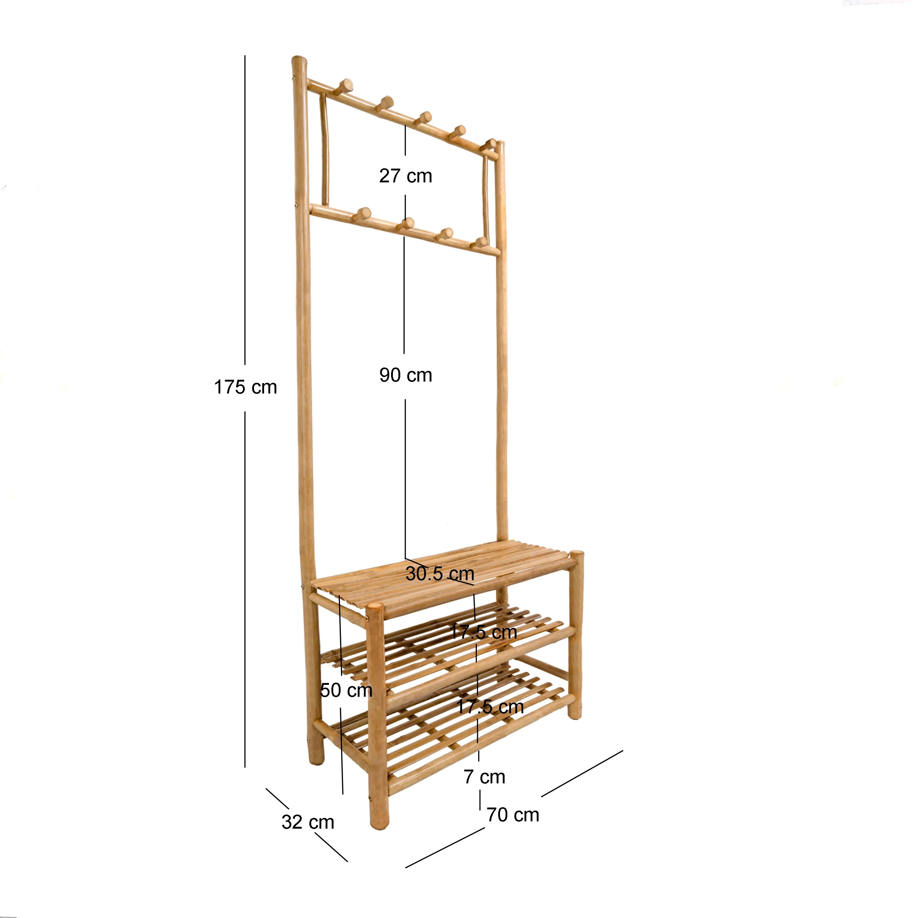 MALACCA - Portant vestiaire en bois de bambou massif - Image 3