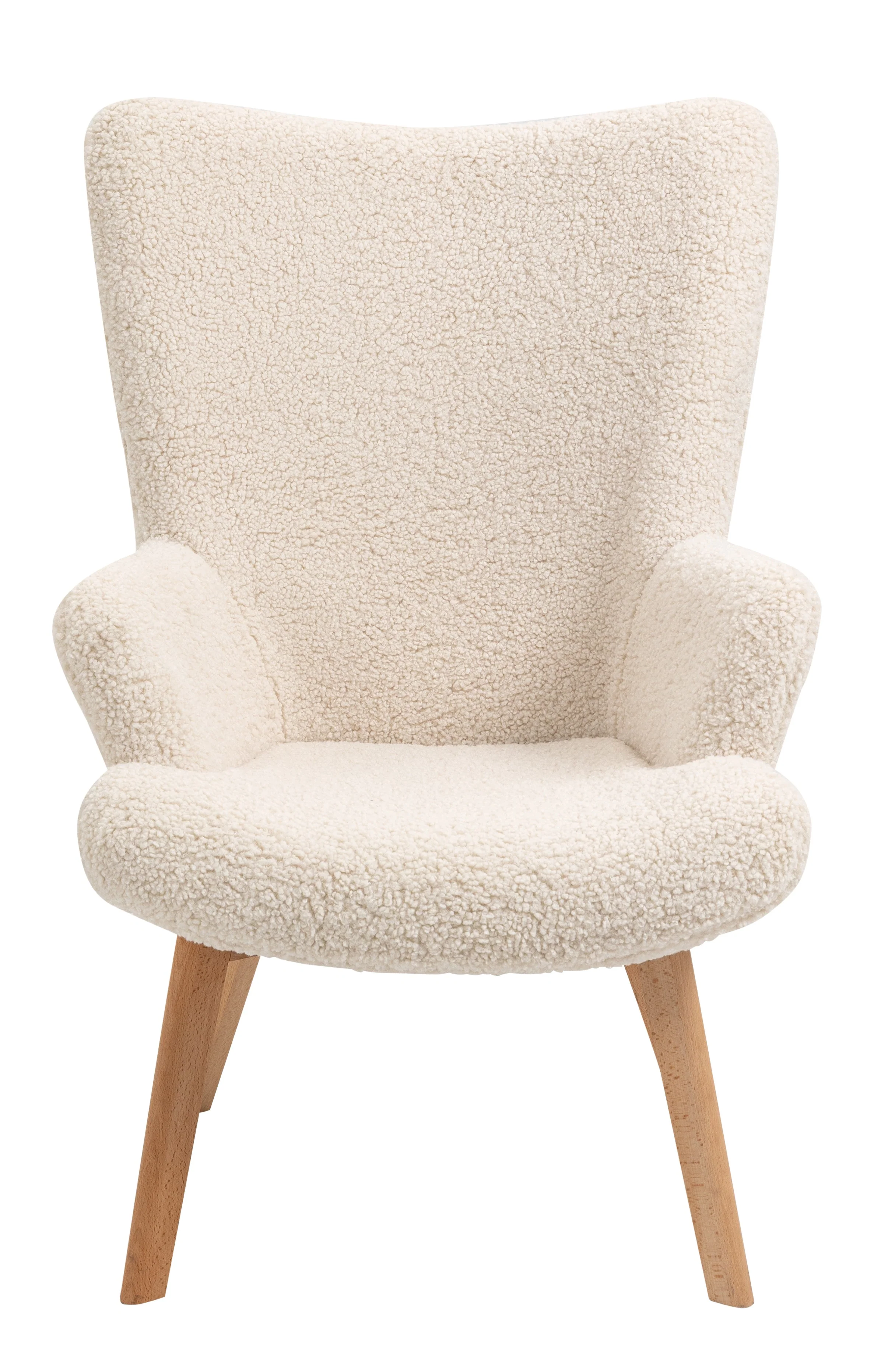 MALMO - Fauteuil de salon en bois massif et bouclettes blanches - Image 11