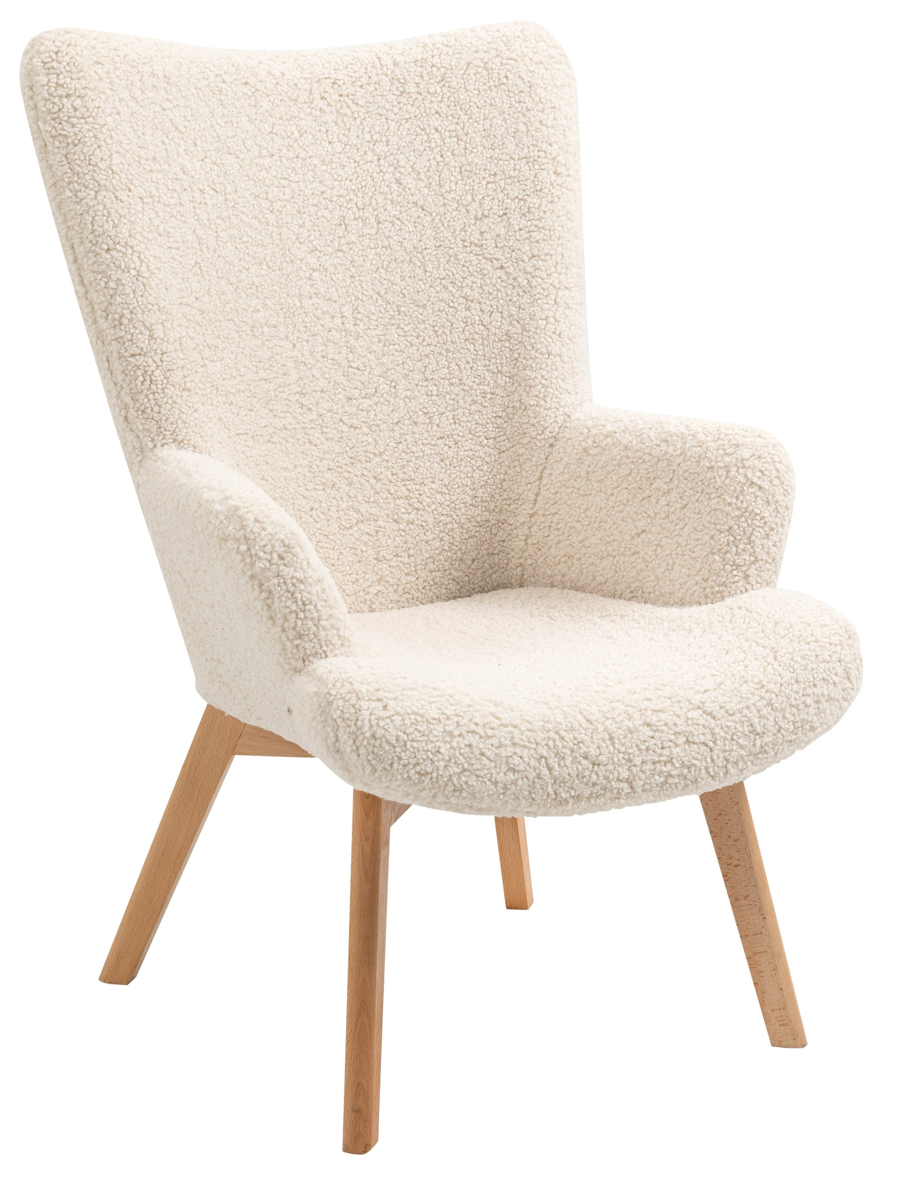 MALMO - Fauteuil de salon en bois massif et bouclettes blanches - Image 13