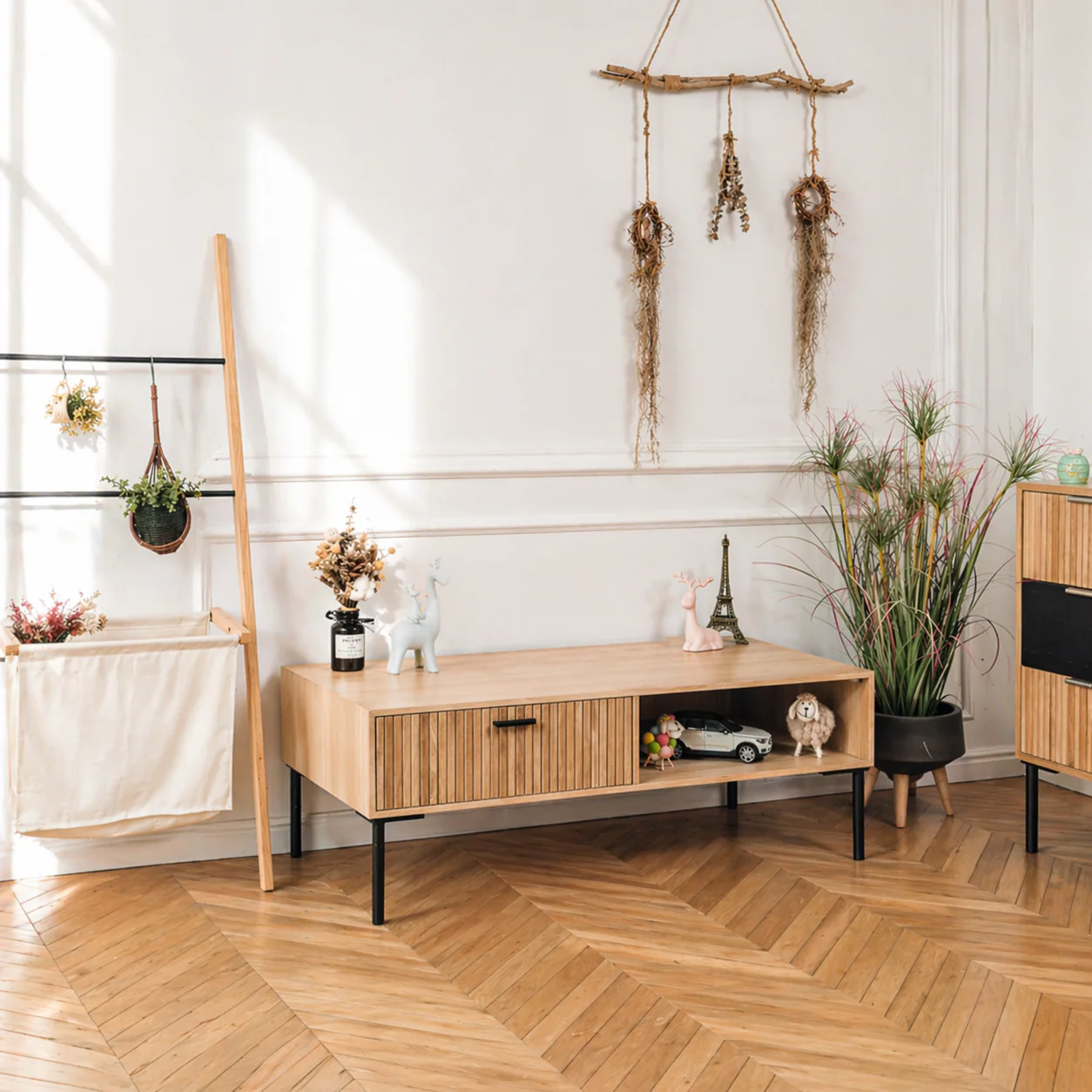 MAYA - Table basse en bois massif et metal - Image 2