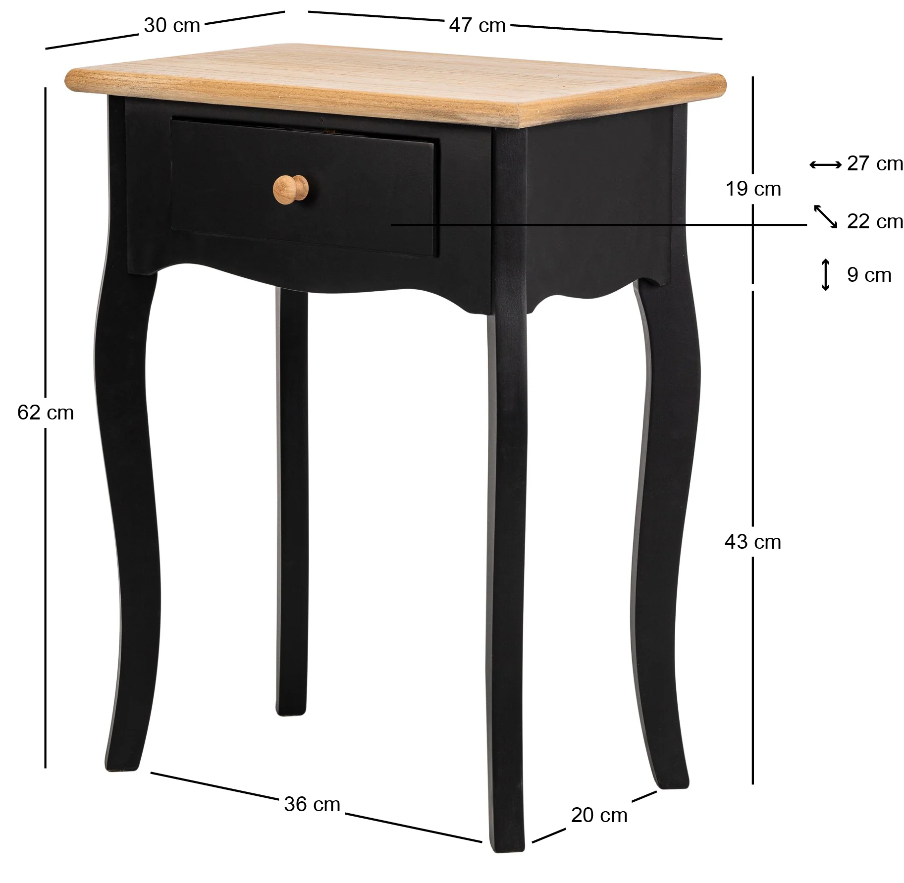 MONTAIGNE - Table de chevet 1 tiroir en bois noir - Image 5