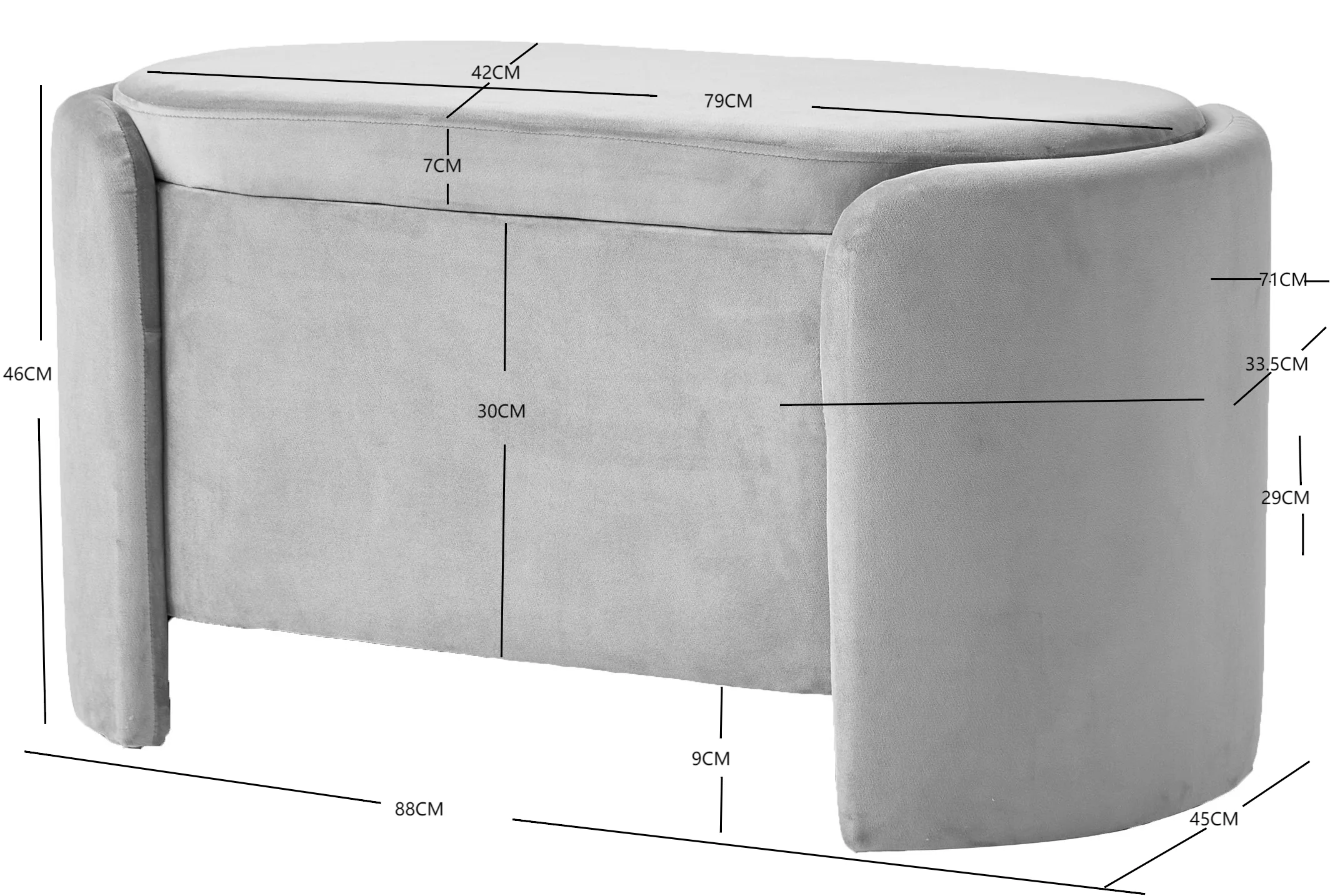MOSS - Banc avec rangement en bouclettes blanches - Image 4