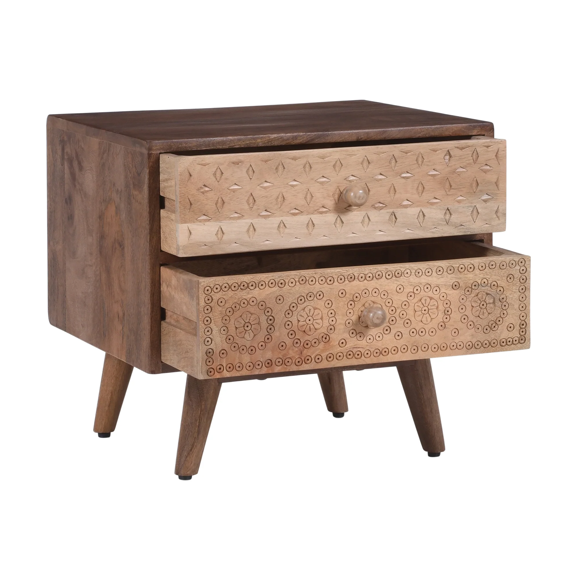 NAGPUR - Table de chevet 2 tiroirs en bois massif de manguier foncé - Image 7